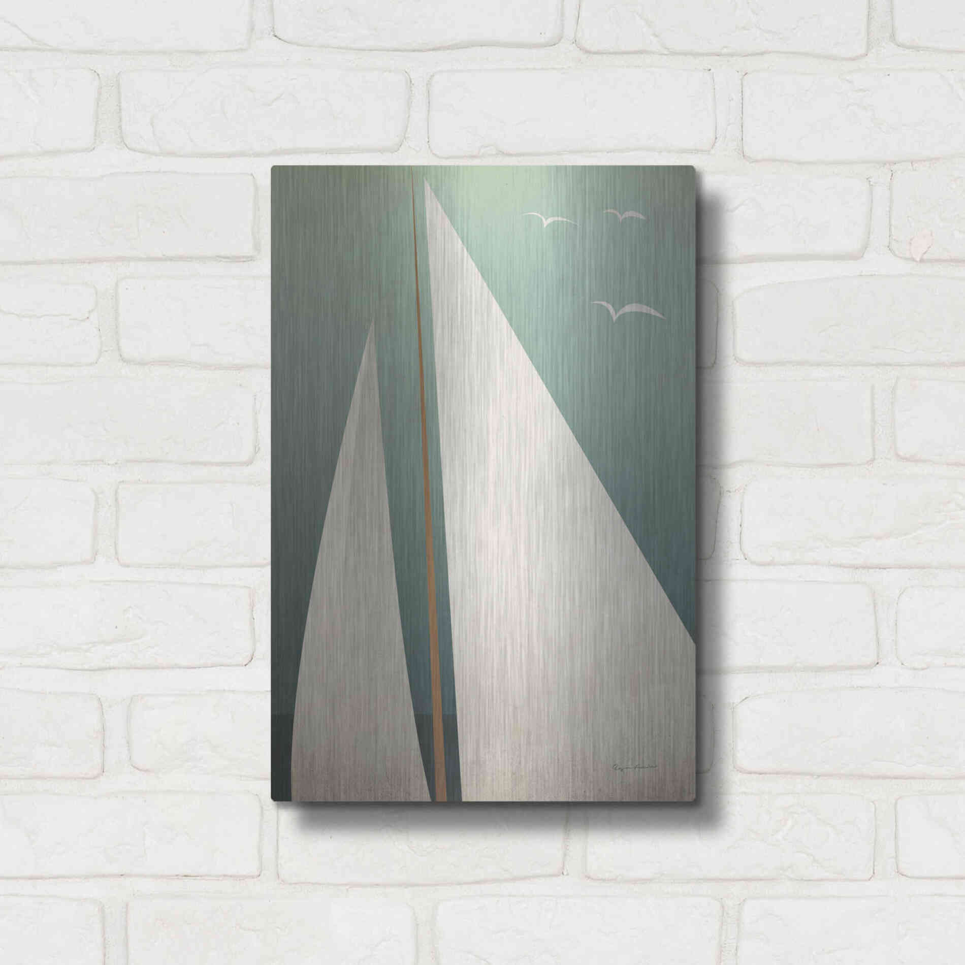 Luxe Metal Art 'Sails IV' by Ryan Fowler, Metal Wall Art,12x16