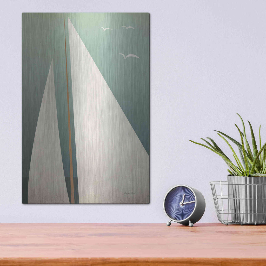 Luxe Metal Art 'Sails IV' by Ryan Fowler, Metal Wall Art,12x16