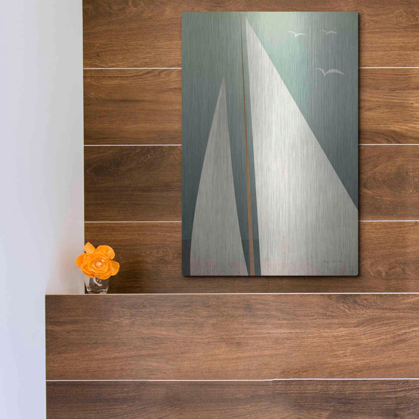 Luxe Metal Art 'Sails IV' by Ryan Fowler, Metal Wall Art,12x16