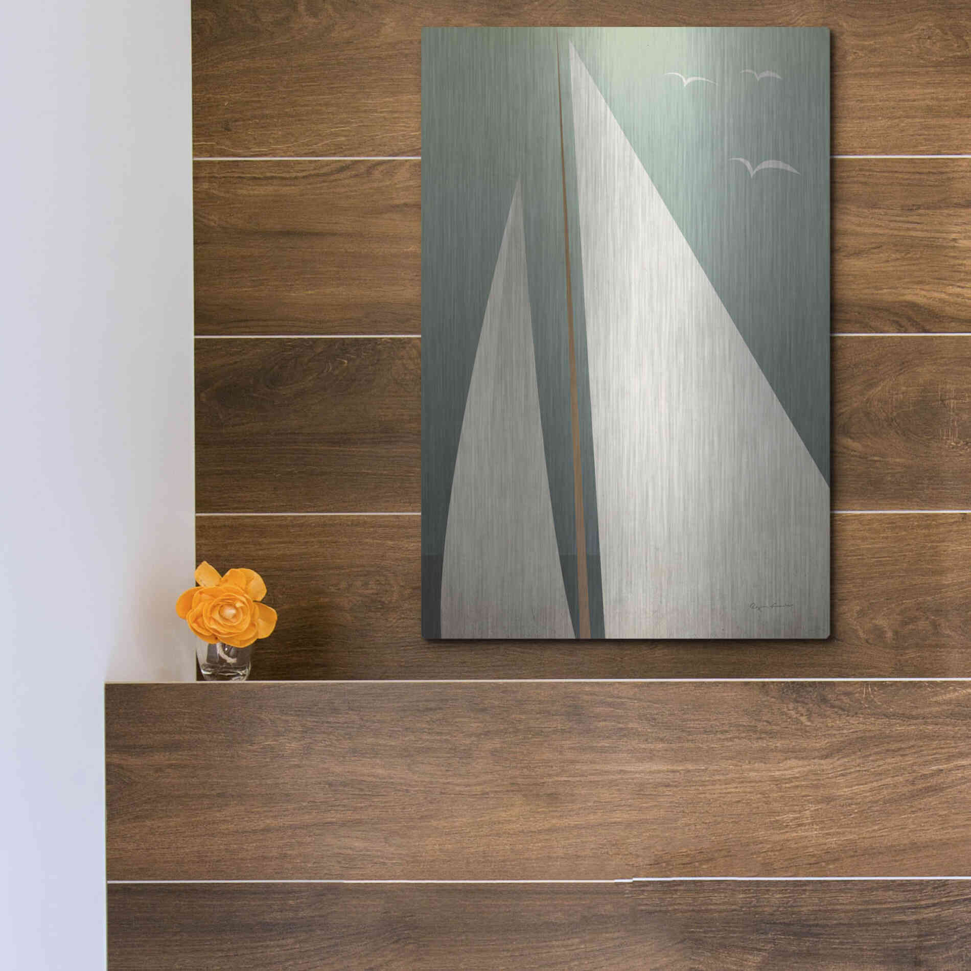 Luxe Metal Art 'Sails IV' by Ryan Fowler, Metal Wall Art,12x16