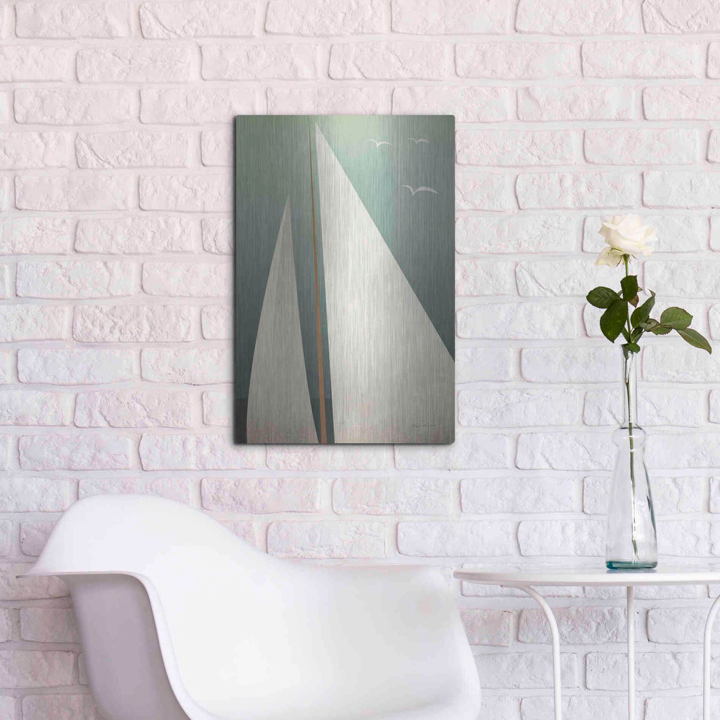 Luxe Metal Art 'Sails IV' by Ryan Fowler, Metal Wall Art,16x24