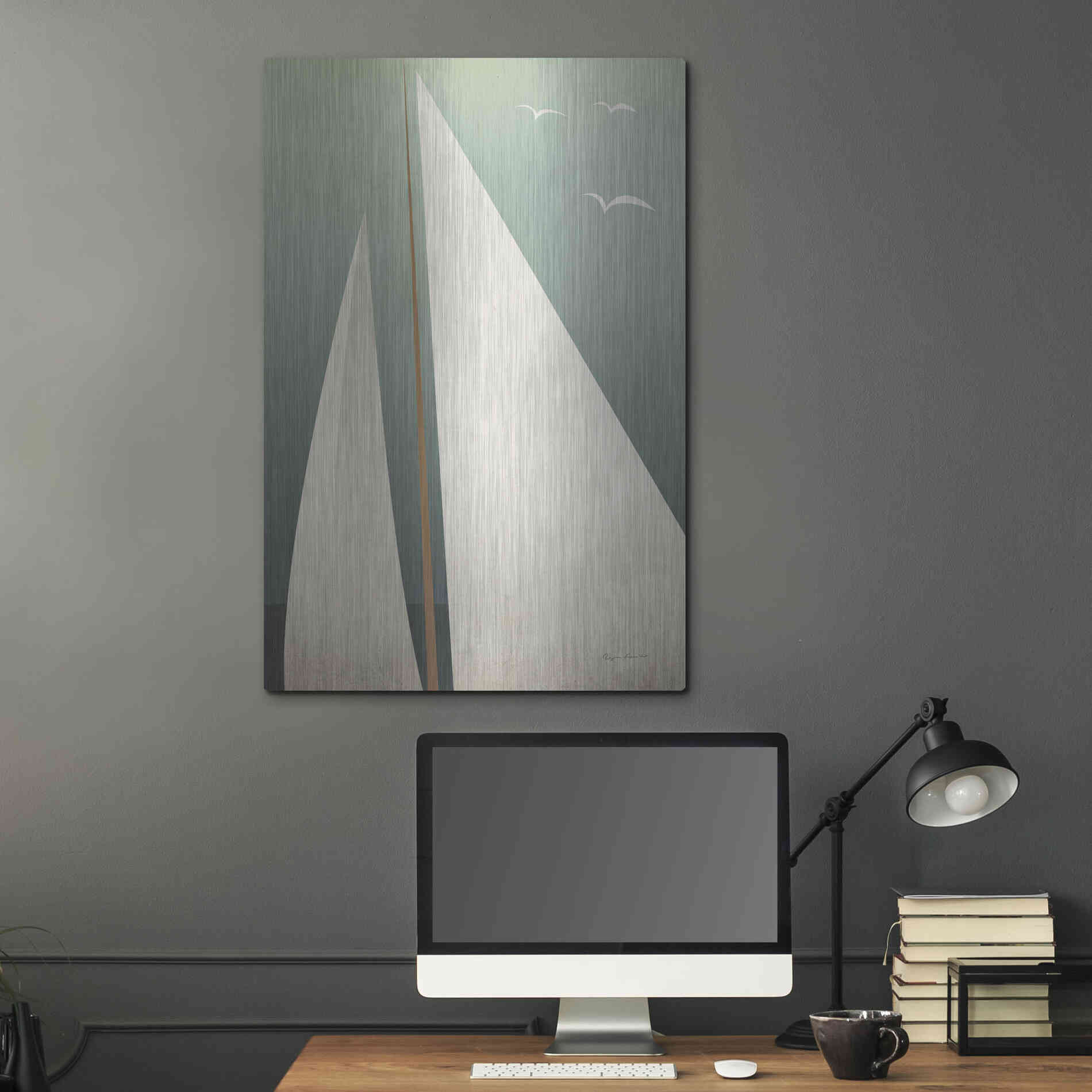 Luxe Metal Art 'Sails IV' by Ryan Fowler, Metal Wall Art,24x36