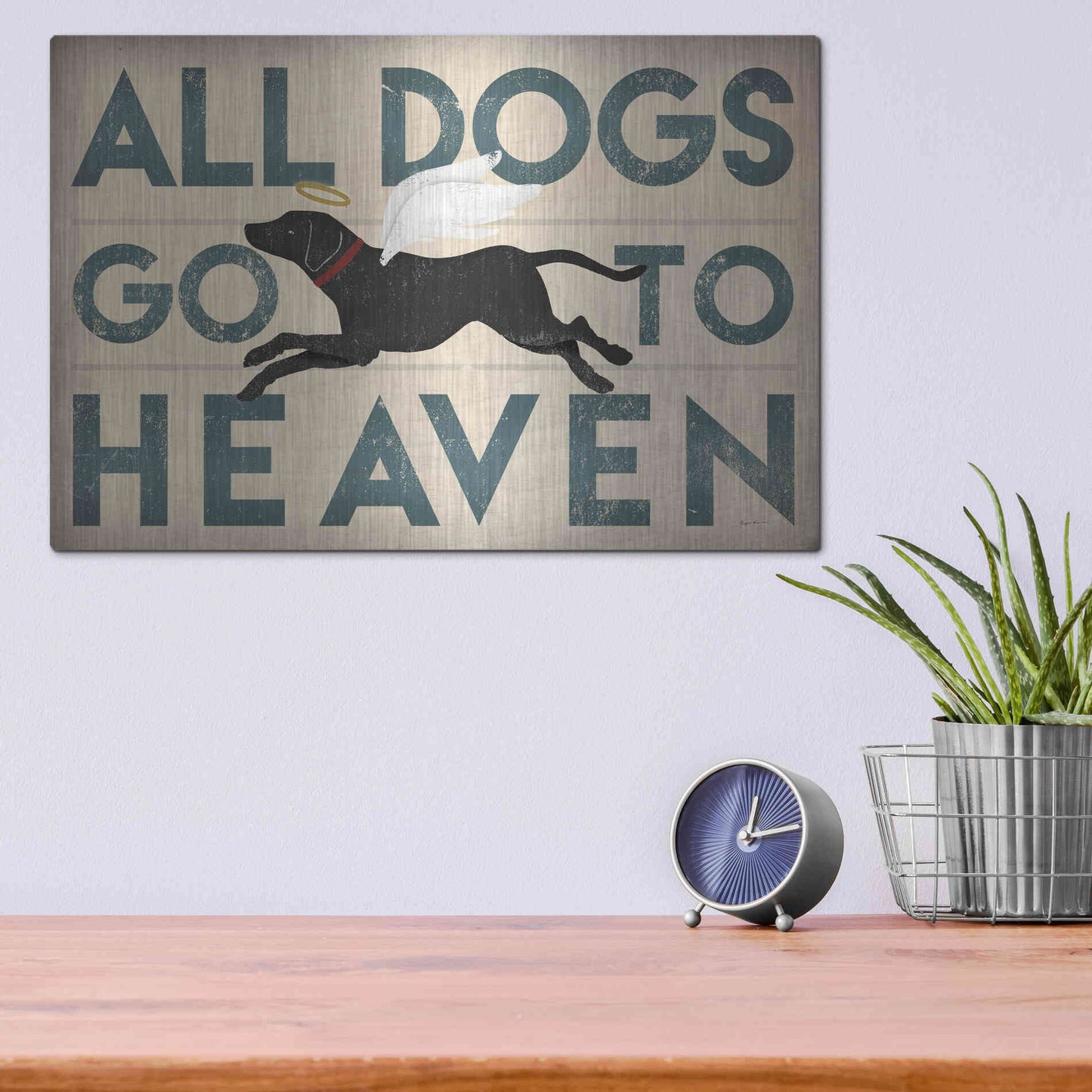 Luxe Metal Art 'All Dogs Go To Heaven I' by Ryan Fowler, Metal Wall Art,16x12