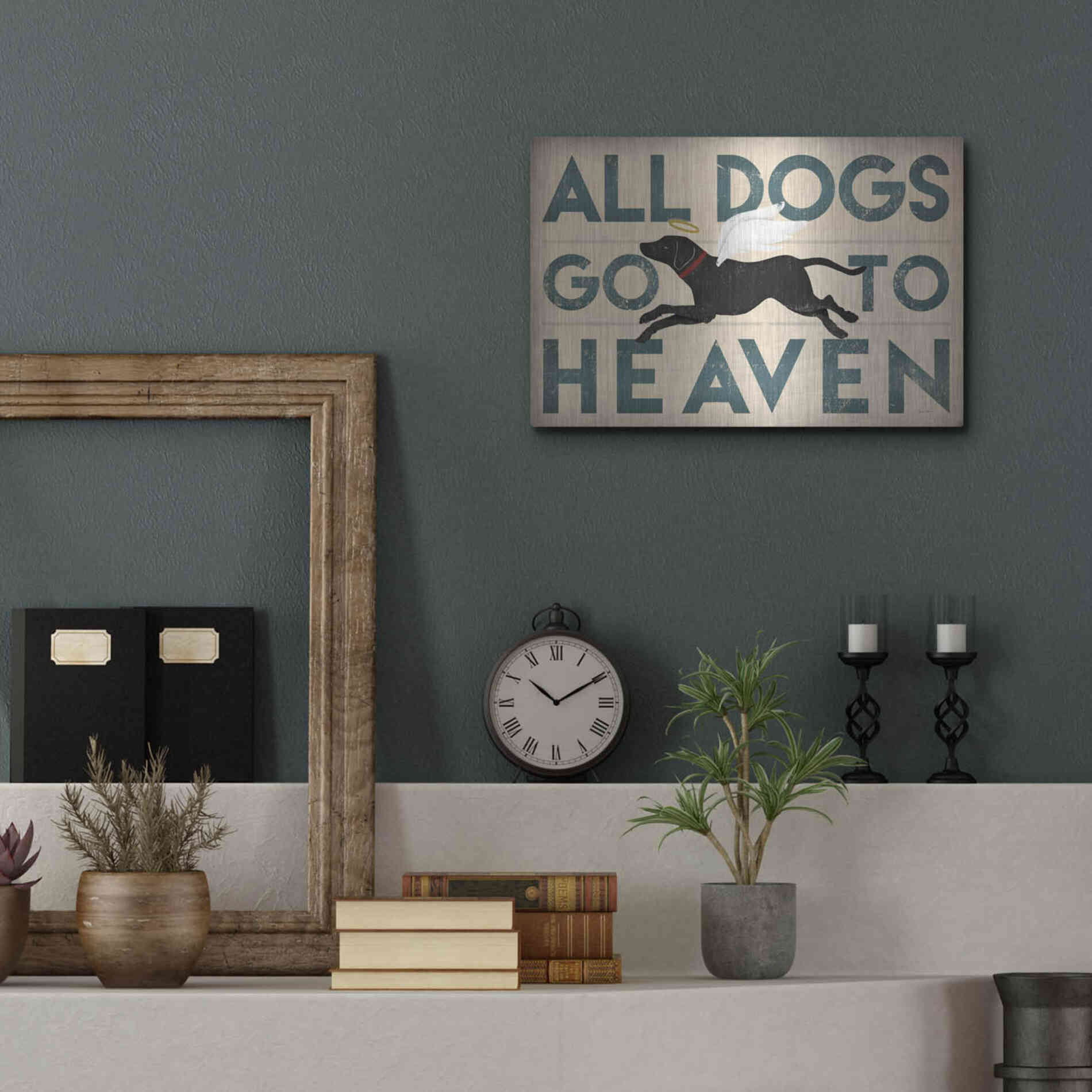 Luxe Metal Art 'All Dogs Go To Heaven I' by Ryan Fowler, Metal Wall Art,16x12