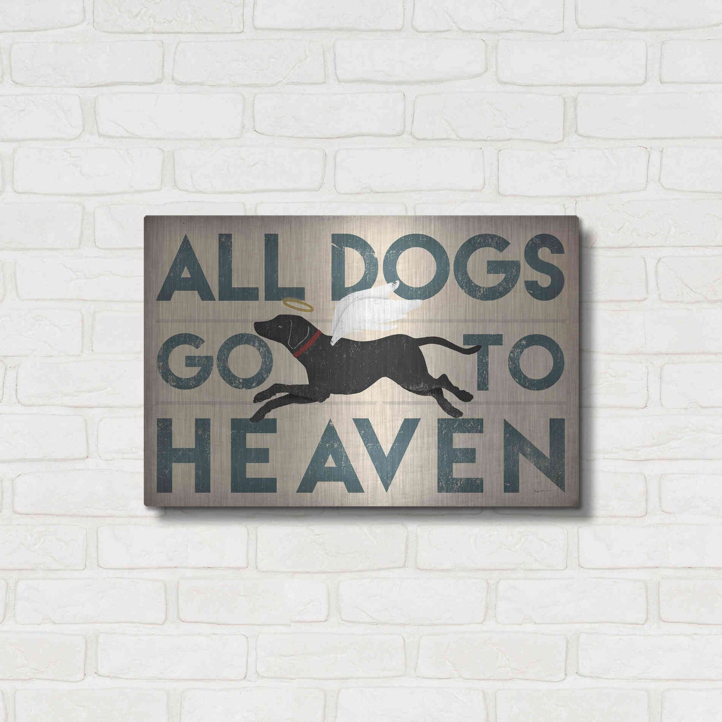 Luxe Metal Art 'All Dogs Go To Heaven I' by Ryan Fowler, Metal Wall Art,24x16