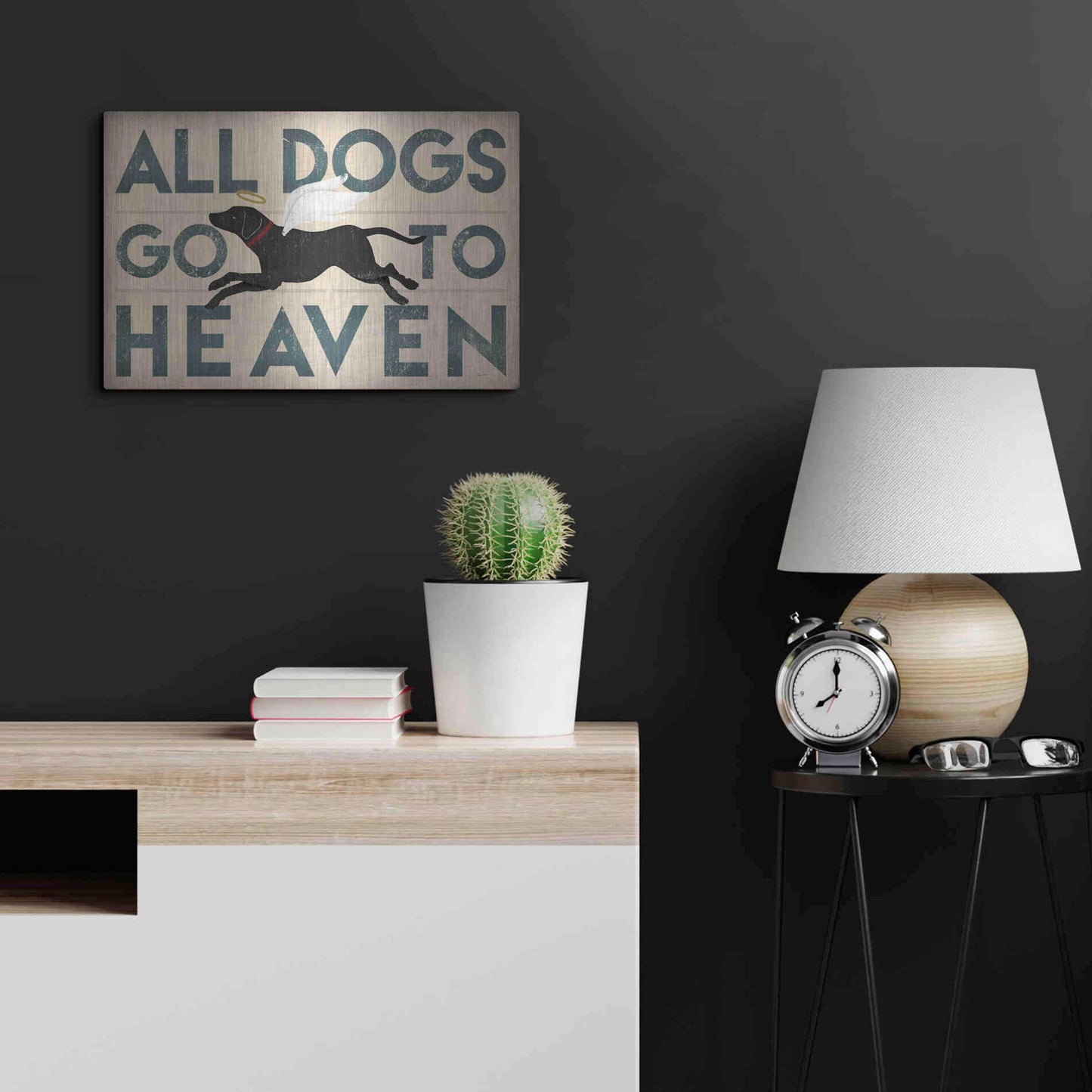 Luxe Metal Art 'All Dogs Go To Heaven I' by Ryan Fowler, Metal Wall Art,24x16