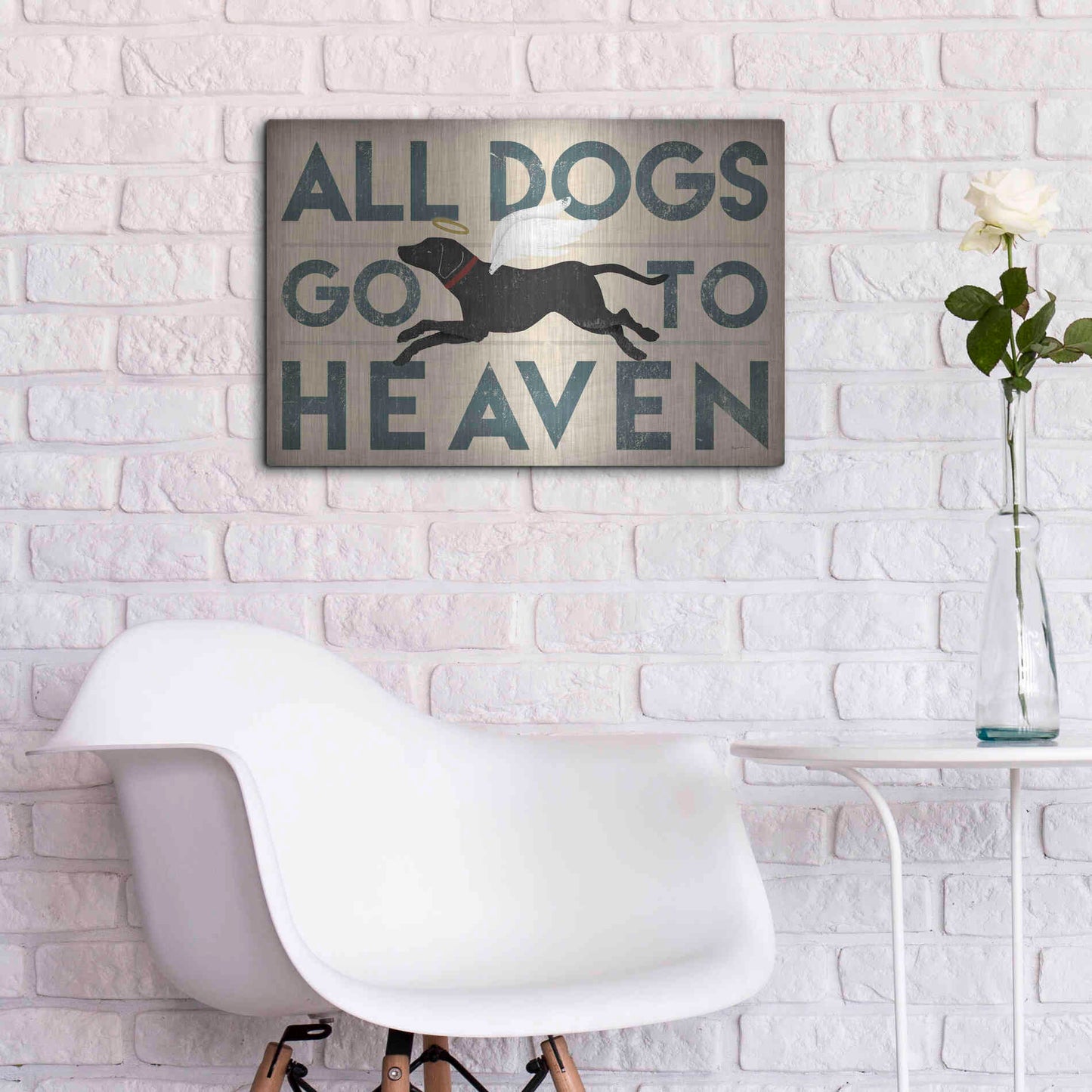 Luxe Metal Art 'All Dogs Go To Heaven I' by Ryan Fowler, Metal Wall Art,24x16