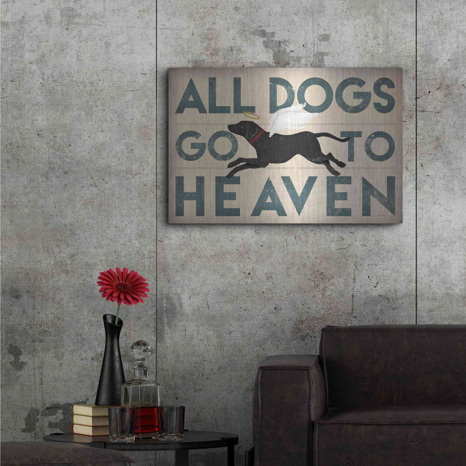 Luxe Metal Art 'All Dogs Go To Heaven I' by Ryan Fowler, Metal Wall Art,36x24