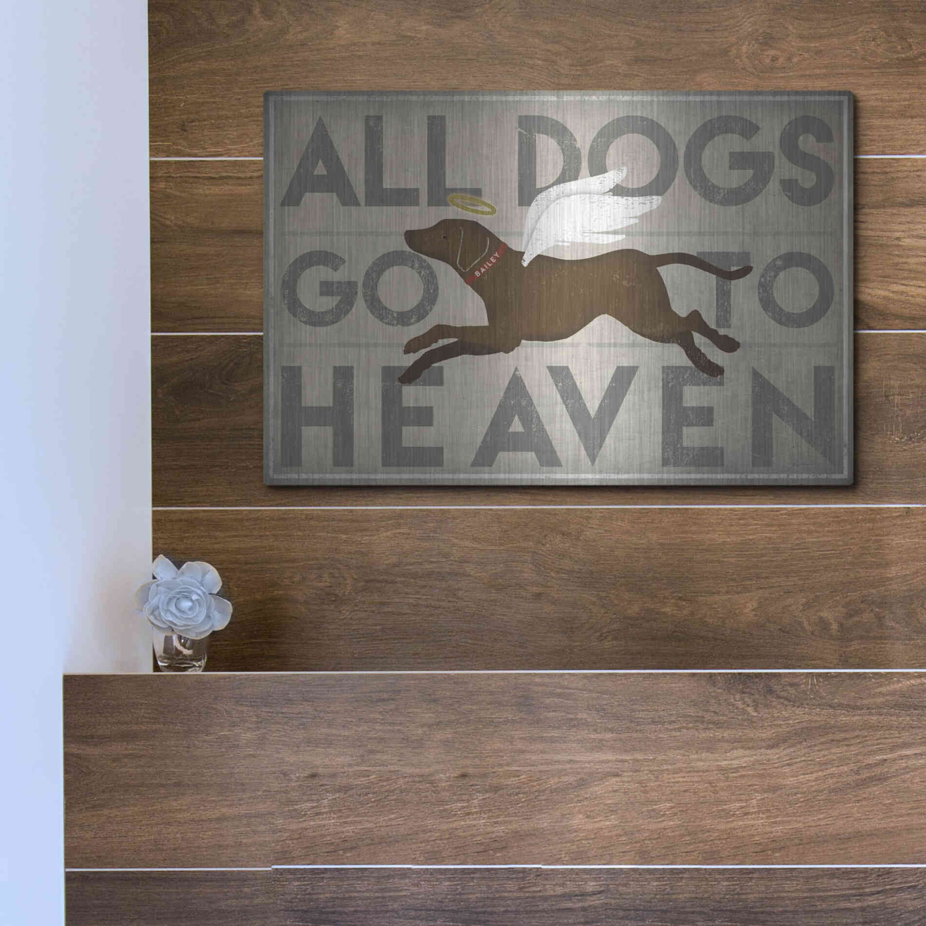 Luxe Metal Art 'All Dogs Go To Heaven II' by Ryan Fowler, Metal Wall Art,16x12