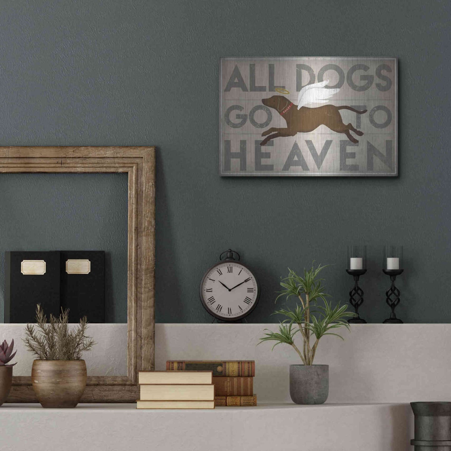 Luxe Metal Art 'All Dogs Go To Heaven II' by Ryan Fowler, Metal Wall Art,16x12