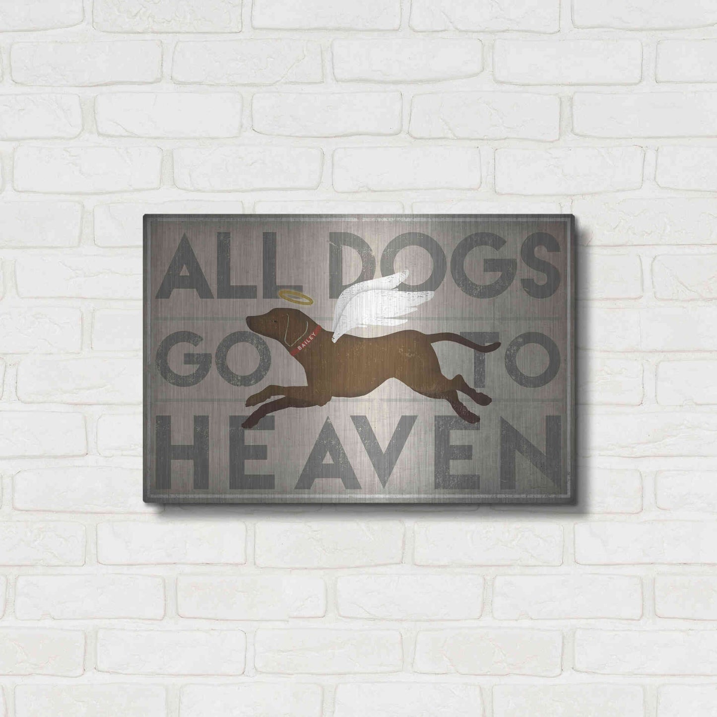 Luxe Metal Art 'All Dogs Go To Heaven II' by Ryan Fowler, Metal Wall Art,24x16