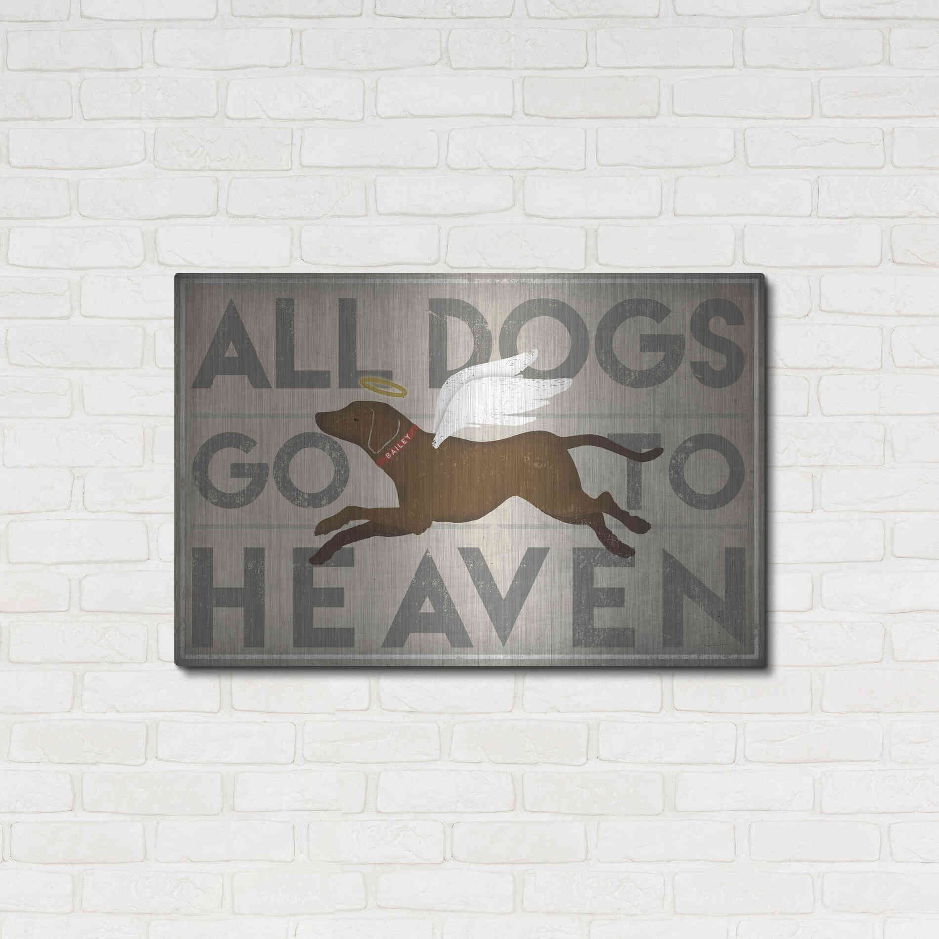 Luxe Metal Art 'All Dogs Go To Heaven II' by Ryan Fowler, Metal Wall Art,36x24