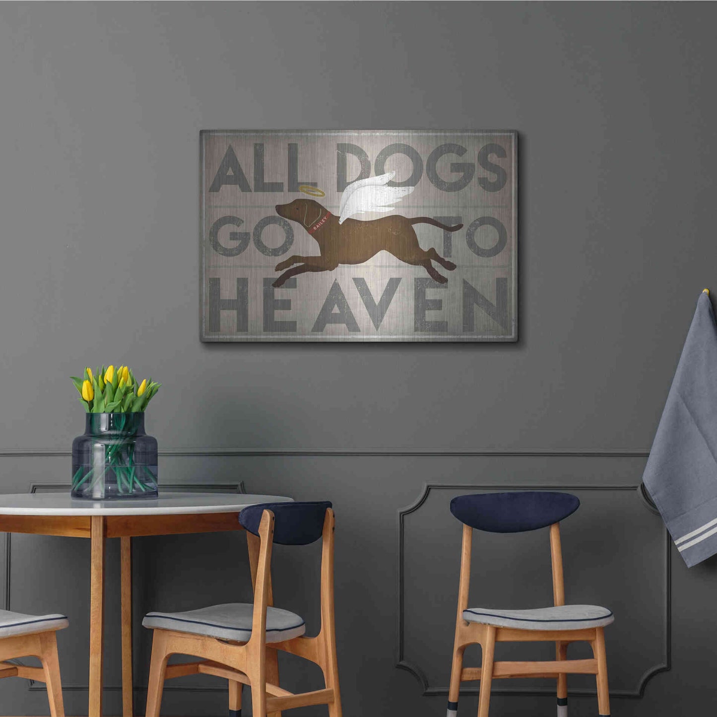 Luxe Metal Art 'All Dogs Go To Heaven II' by Ryan Fowler, Metal Wall Art,36x24