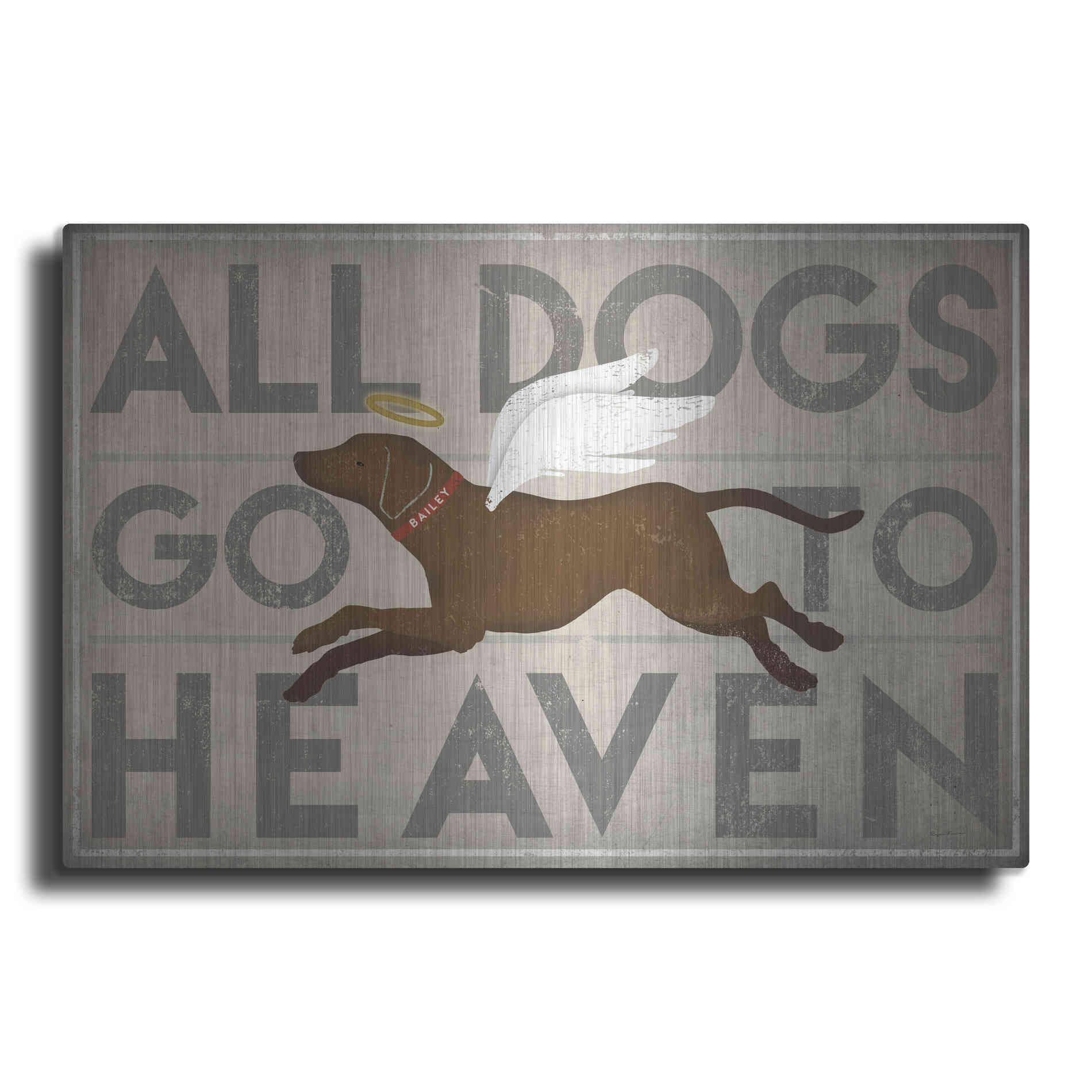 Luxe Metal Art 'All Dogs Go To Heaven II' by Ryan Fowler, Metal Wall Art