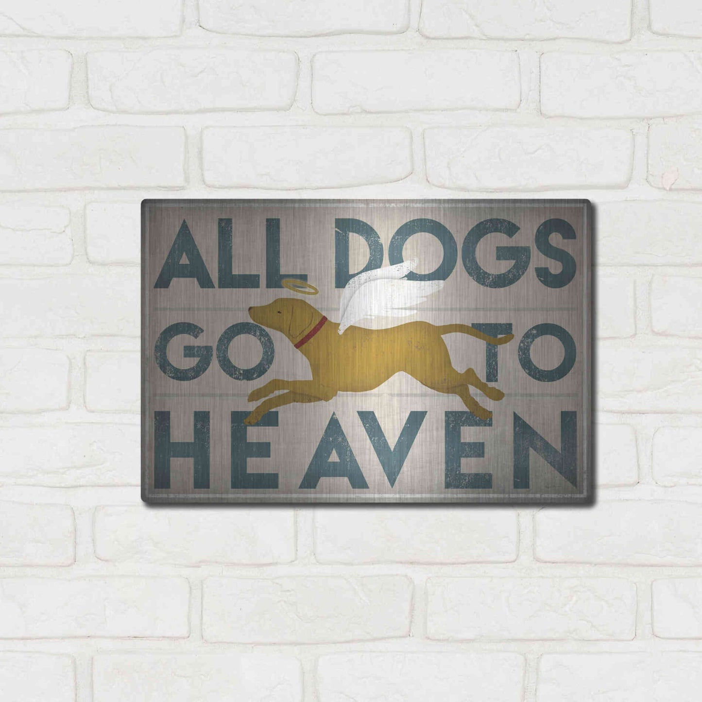 Luxe Metal Art 'All Dogs Go To Heaven III' by Ryan Fowler, Metal Wall Art,16x12