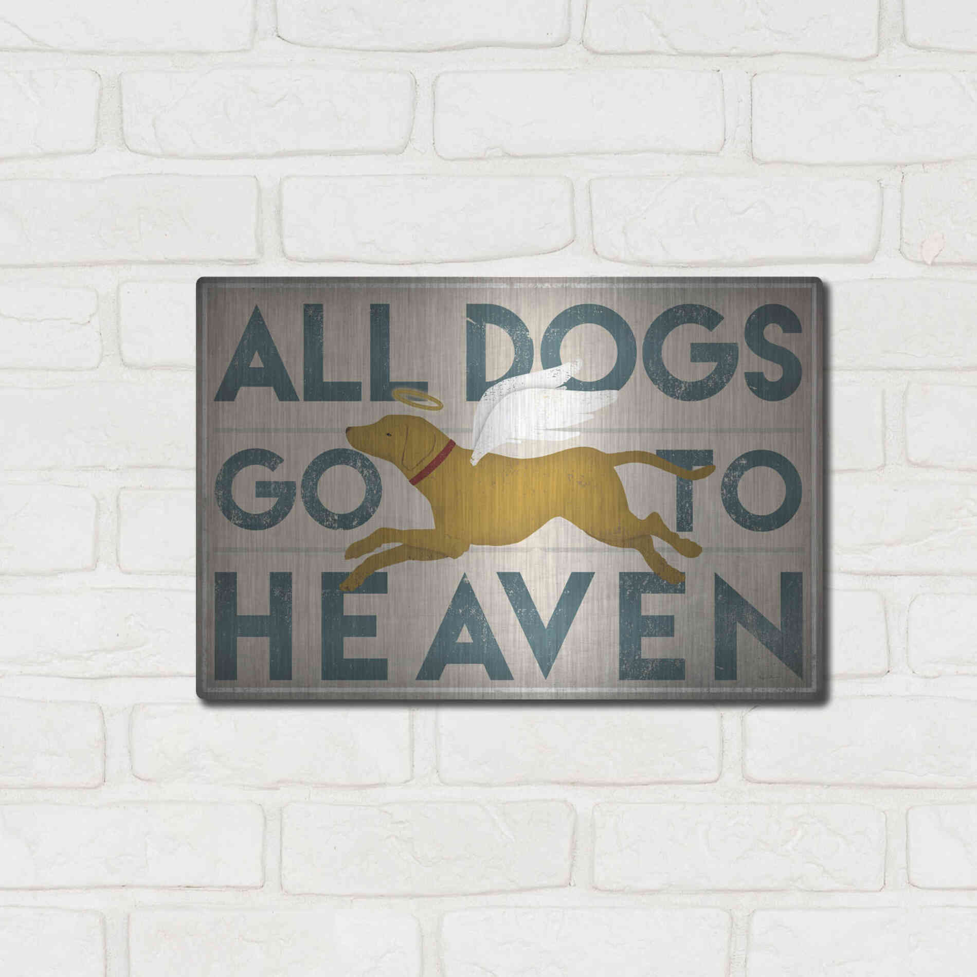 Luxe Metal Art 'All Dogs Go To Heaven III' by Ryan Fowler, Metal Wall Art,16x12