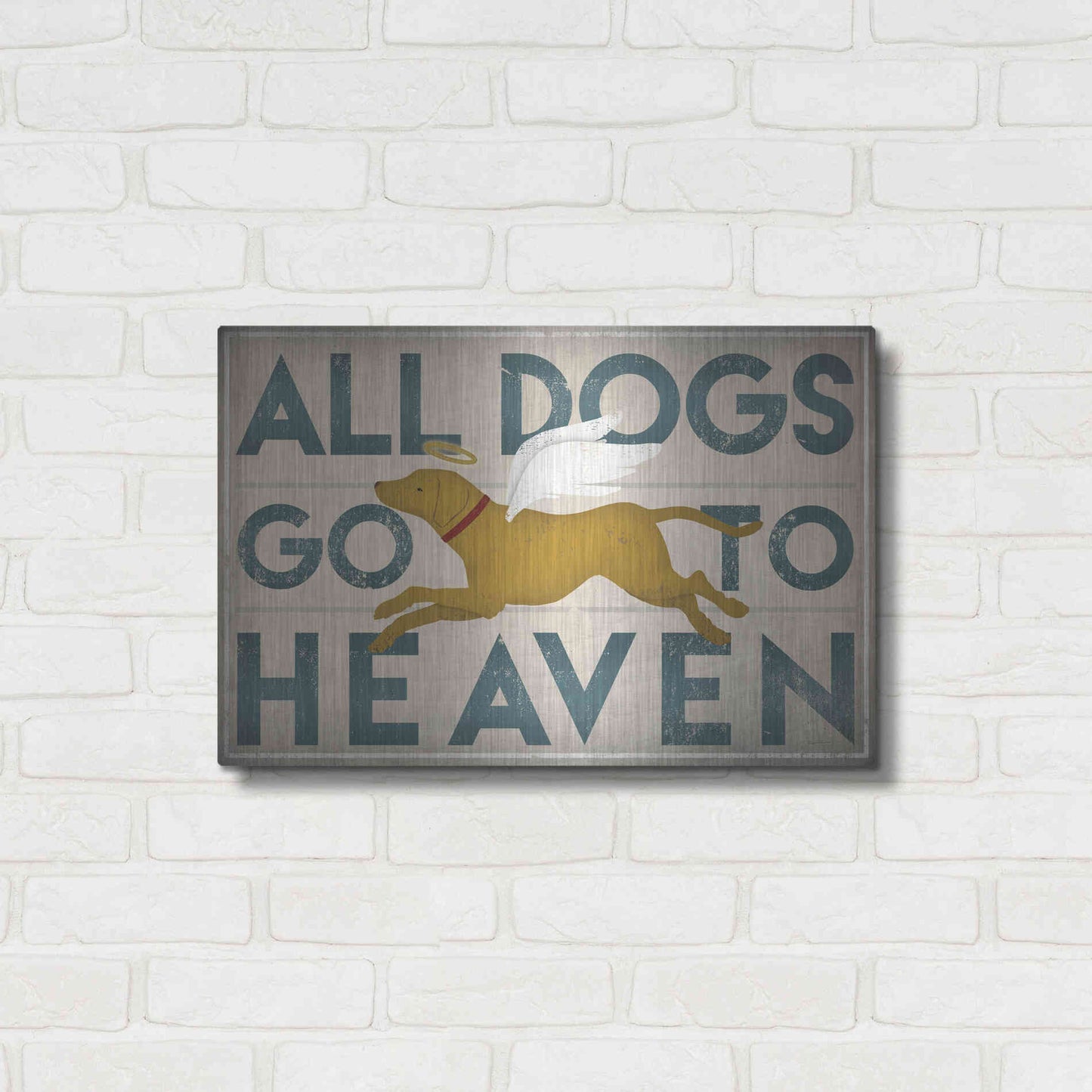 Luxe Metal Art 'All Dogs Go To Heaven III' by Ryan Fowler, Metal Wall Art,24x16