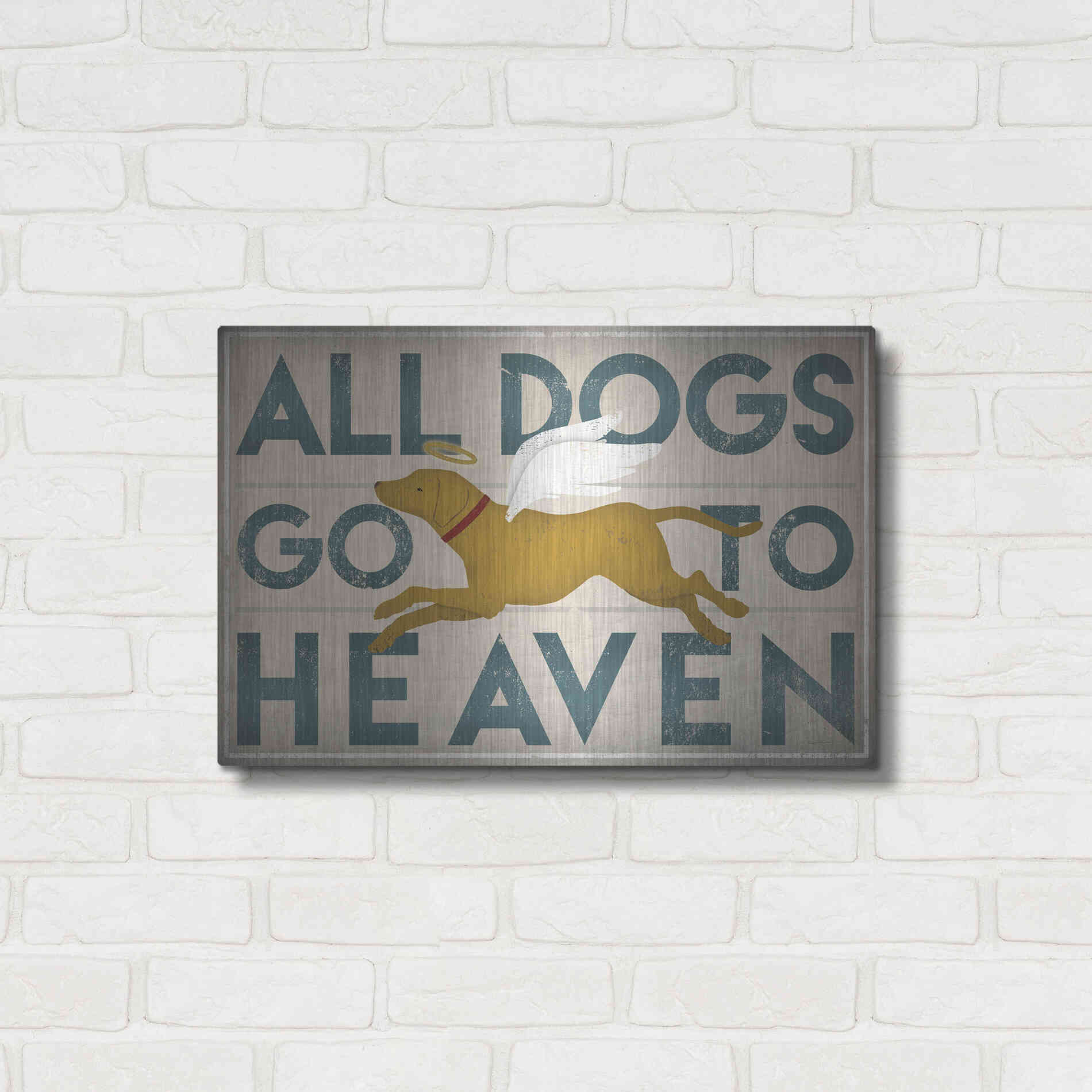 Luxe Metal Art 'All Dogs Go To Heaven III' by Ryan Fowler, Metal Wall Art,24x16