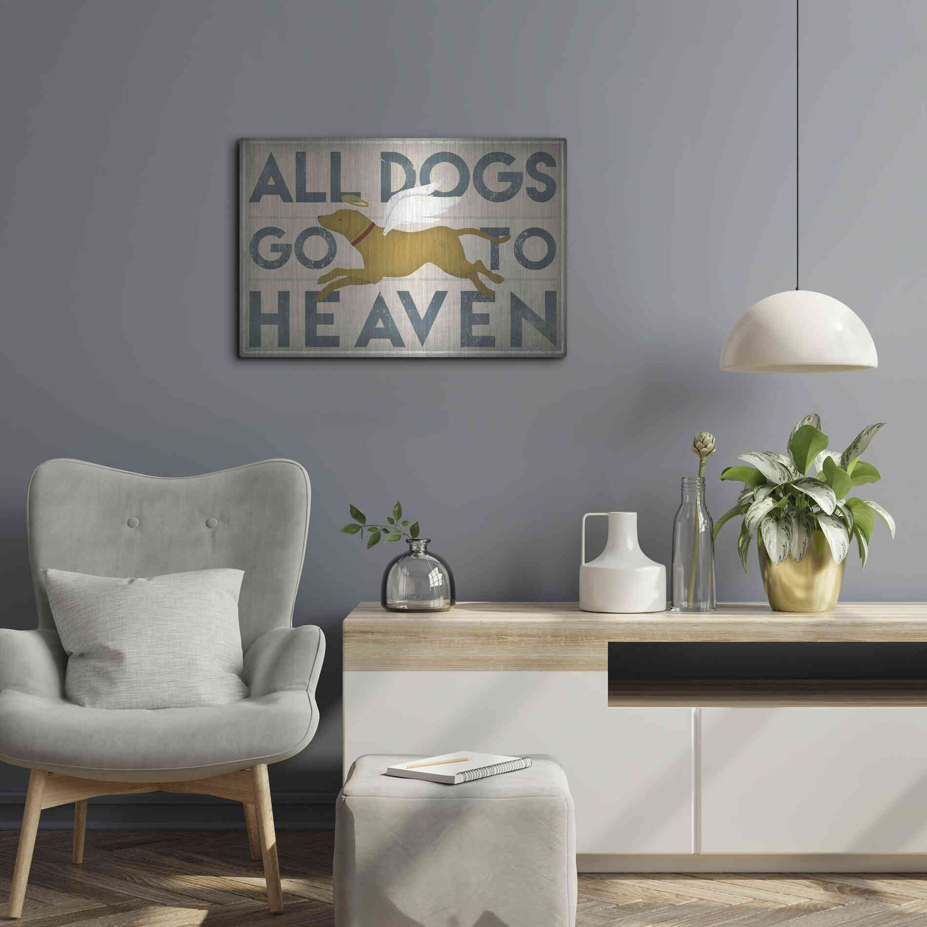 Luxe Metal Art 'All Dogs Go To Heaven III' by Ryan Fowler, Metal Wall Art,24x16