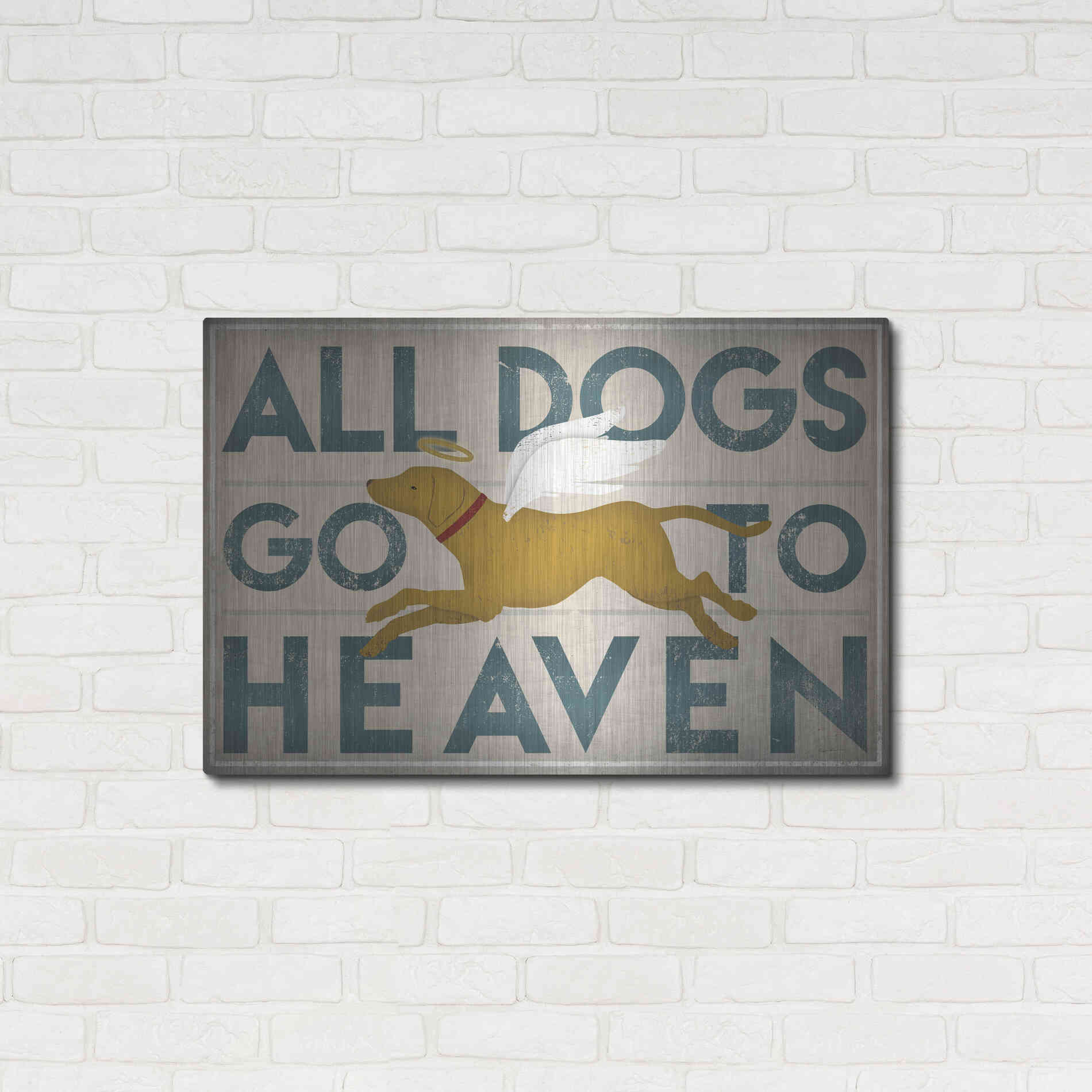 Luxe Metal Art 'All Dogs Go To Heaven III' by Ryan Fowler, Metal Wall Art,36x24