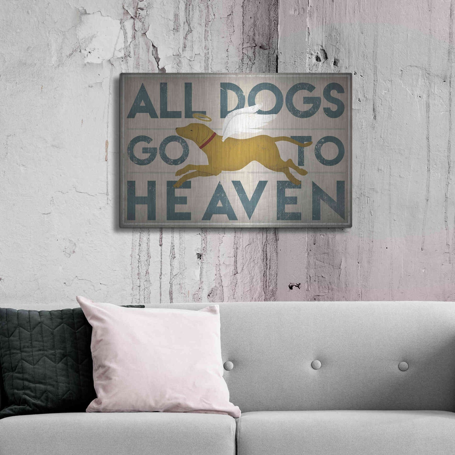 Luxe Metal Art 'All Dogs Go To Heaven III' by Ryan Fowler, Metal Wall Art,36x24