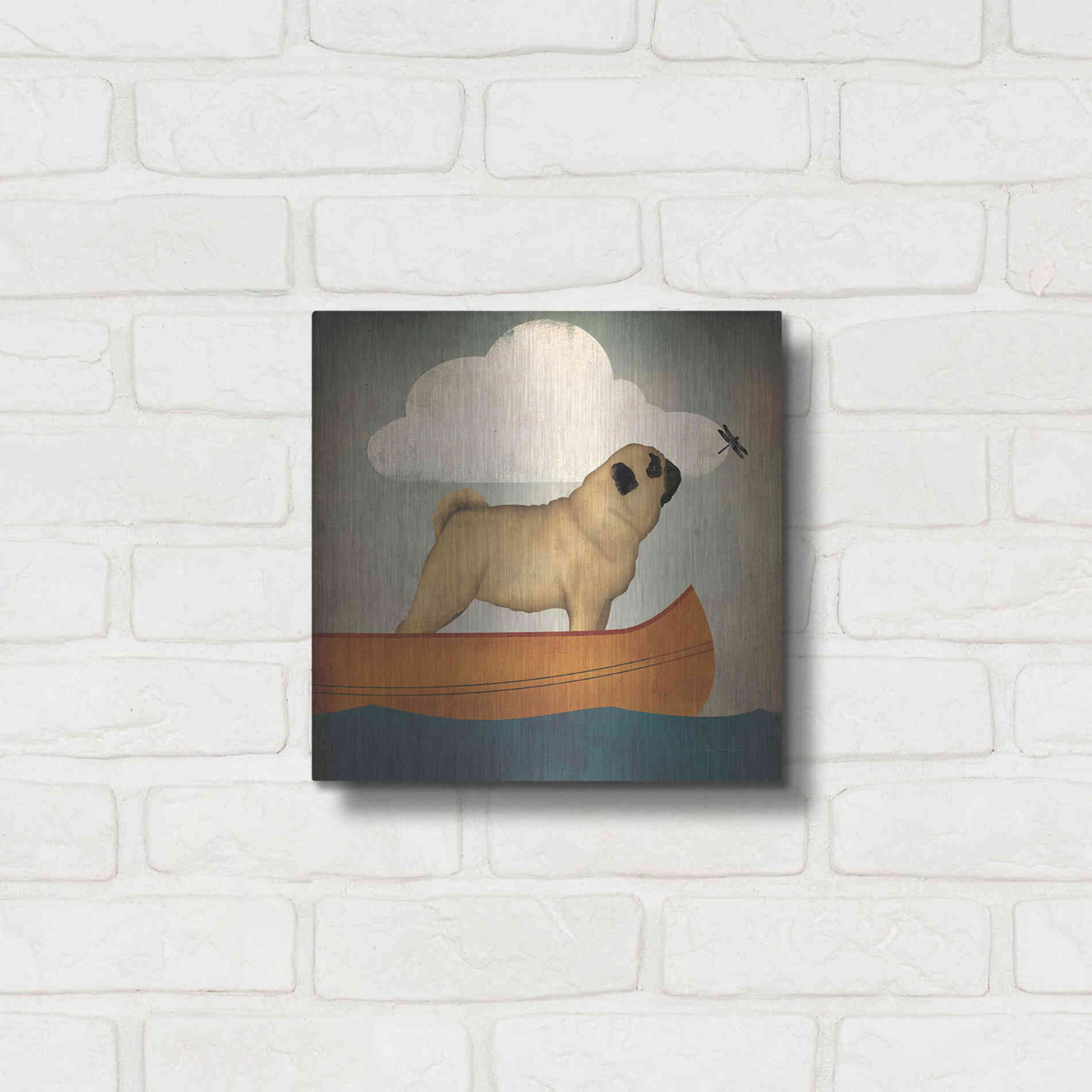 Luxe Metal Art 'Pug Canoe Co' by Ryan Fowler, Metal Wall Art,12x12