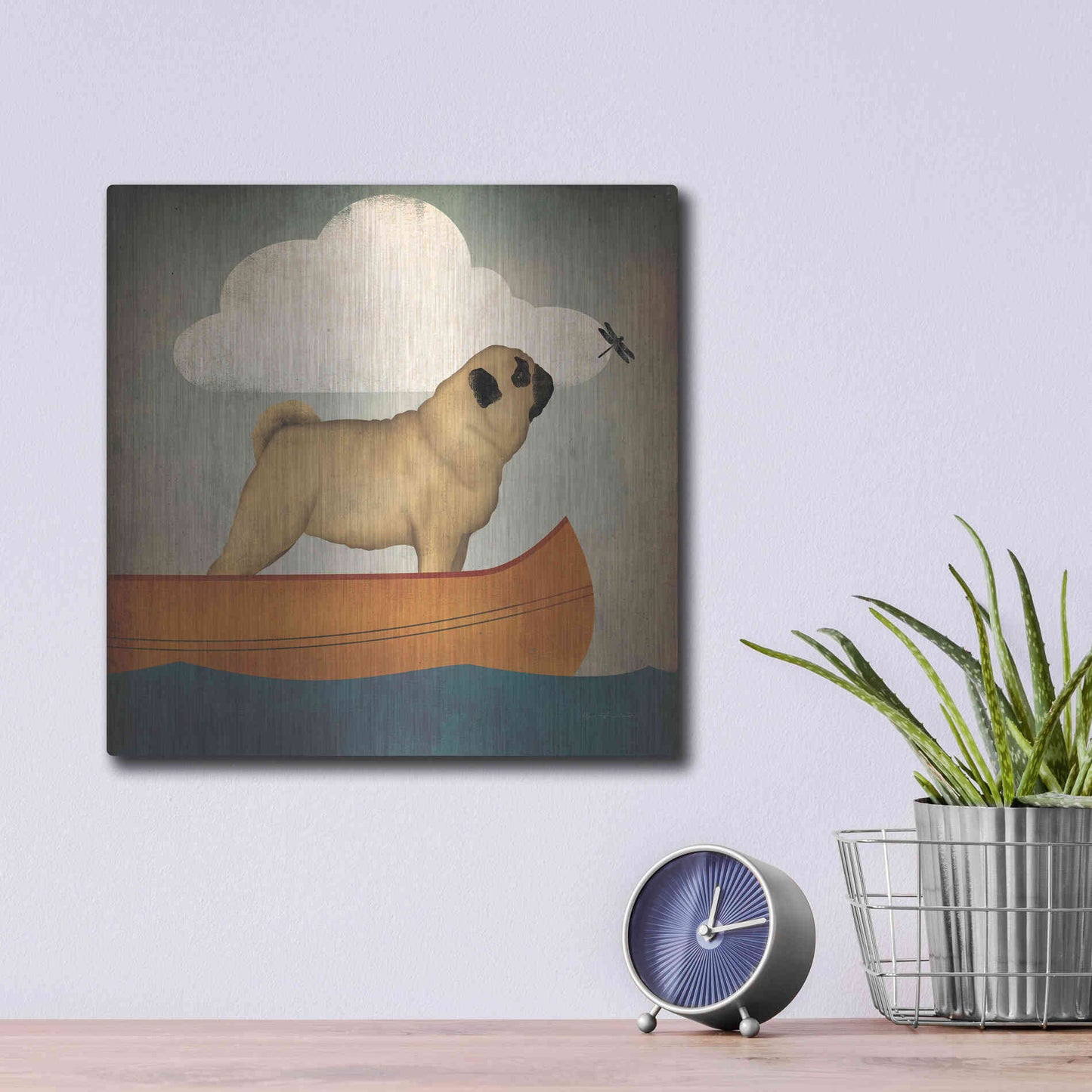 Luxe Metal Art 'Pug Canoe Co' by Ryan Fowler, Metal Wall Art,12x12