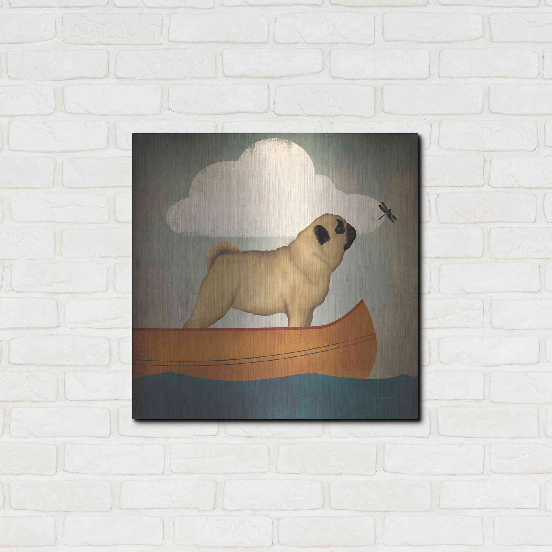 Luxe Metal Art 'Pug Canoe Co' by Ryan Fowler, Metal Wall Art,24x24