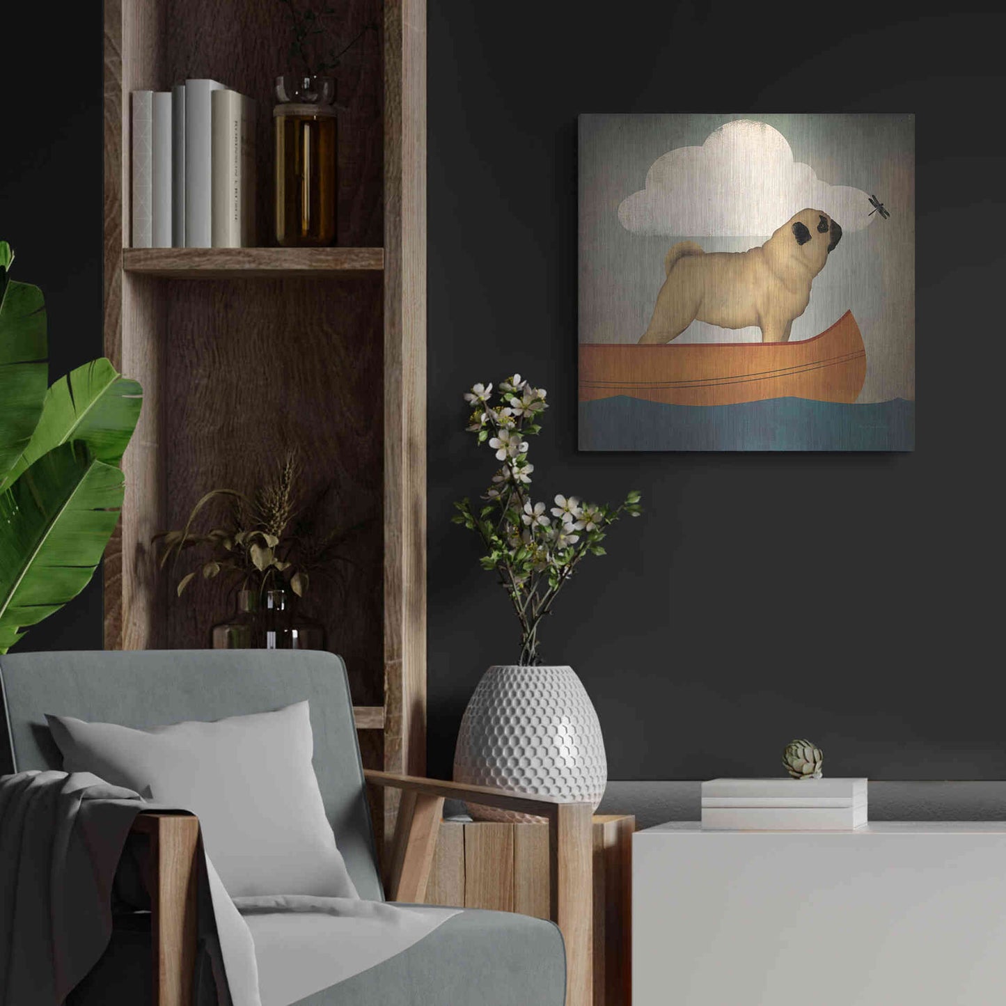 Luxe Metal Art 'Pug Canoe Co' by Ryan Fowler, Metal Wall Art,24x24