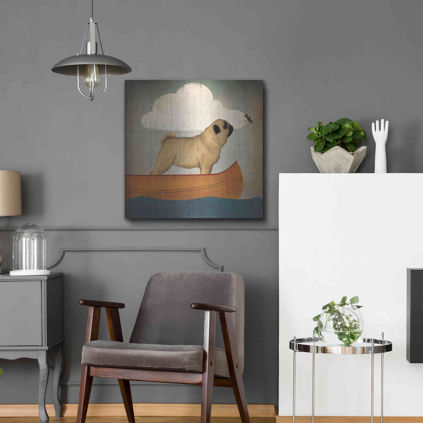 Luxe Metal Art 'Pug Canoe Co' by Ryan Fowler, Metal Wall Art,24x24
