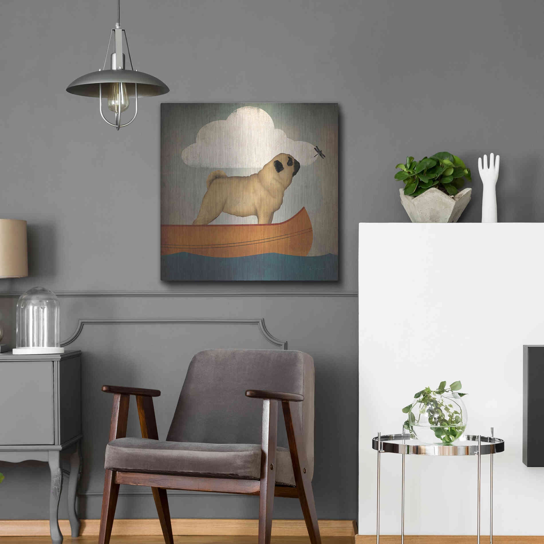 Luxe Metal Art 'Pug Canoe Co' by Ryan Fowler, Metal Wall Art,24x24