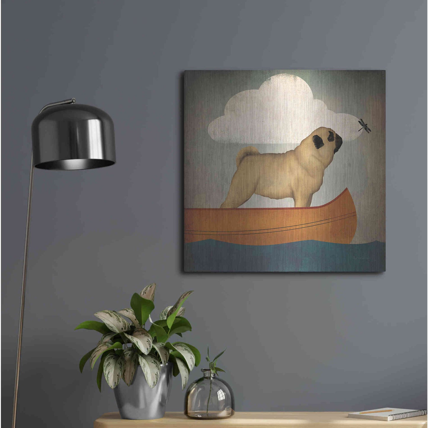 Luxe Metal Art 'Pug Canoe Co' by Ryan Fowler, Metal Wall Art,24x24