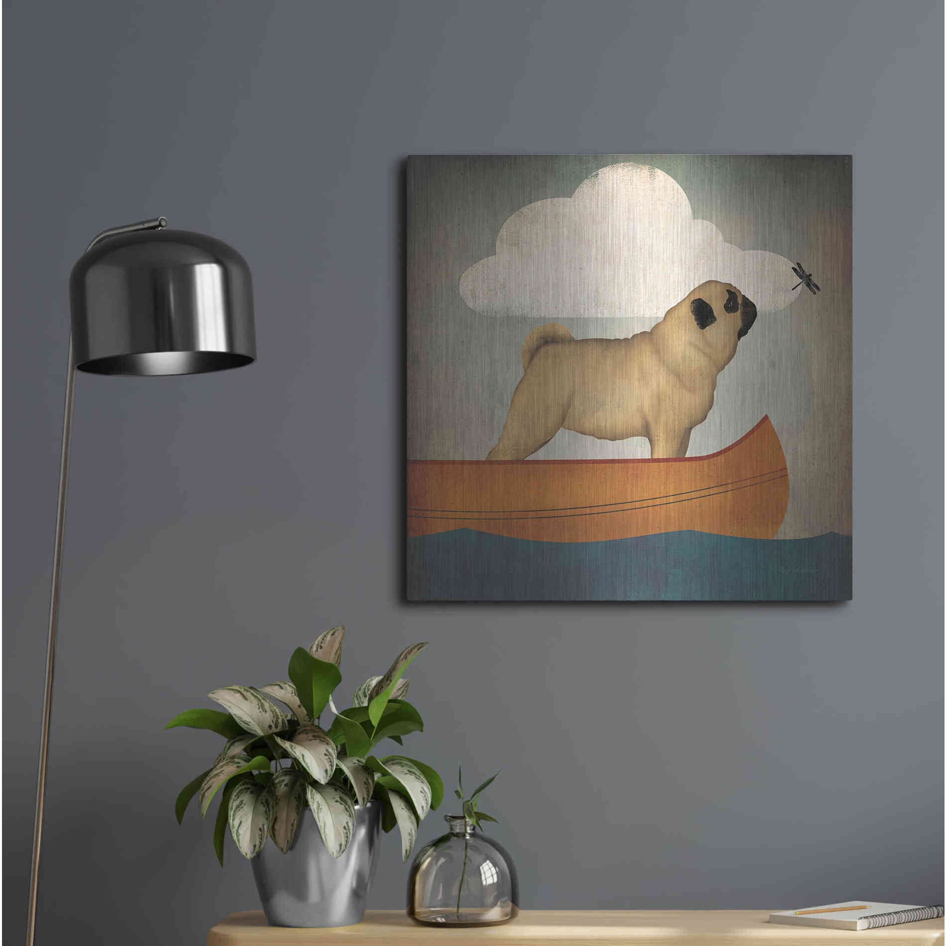 Luxe Metal Art 'Pug Canoe Co' by Ryan Fowler, Metal Wall Art,24x24