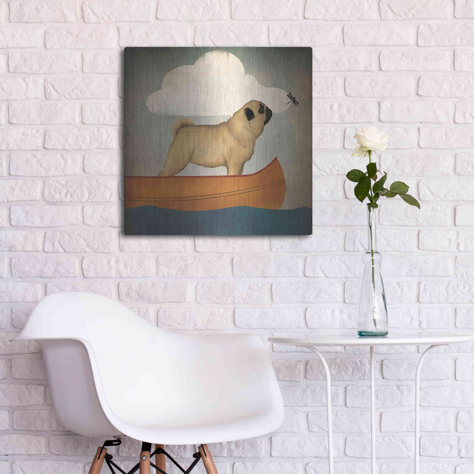 Luxe Metal Art 'Pug Canoe Co' by Ryan Fowler, Metal Wall Art,24x24