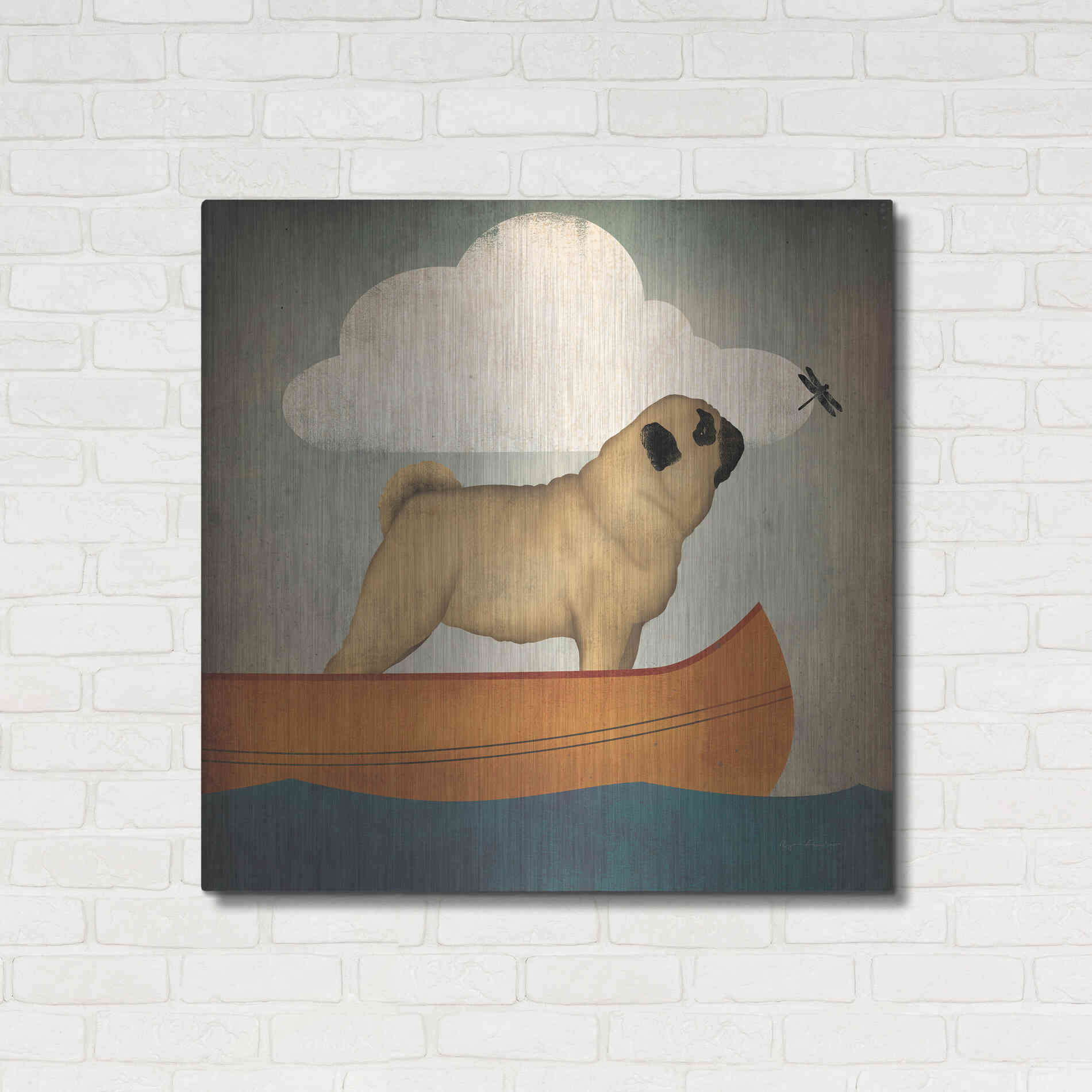 Luxe Metal Art 'Pug Canoe Co' by Ryan Fowler, Metal Wall Art,36x36