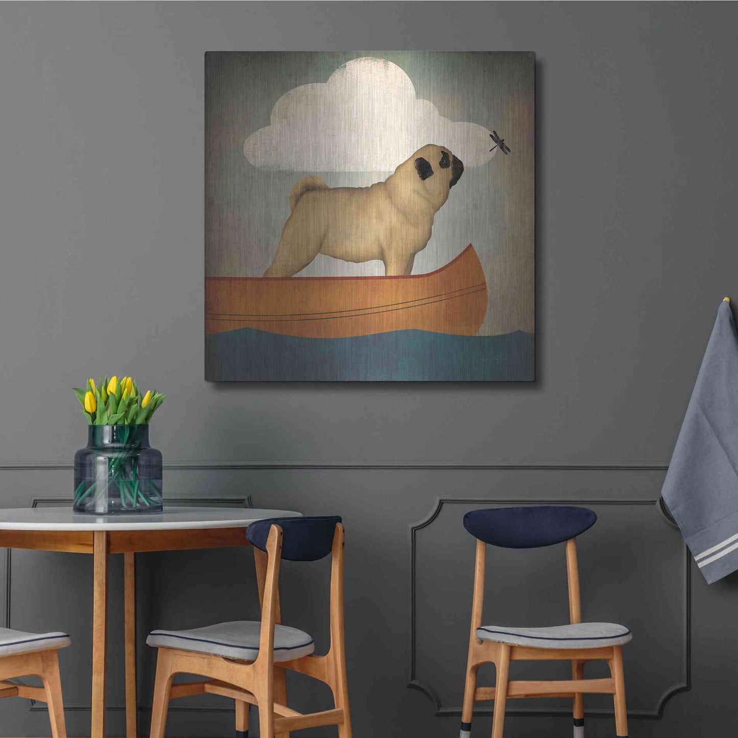 Luxe Metal Art 'Pug Canoe Co' by Ryan Fowler, Metal Wall Art,36x36