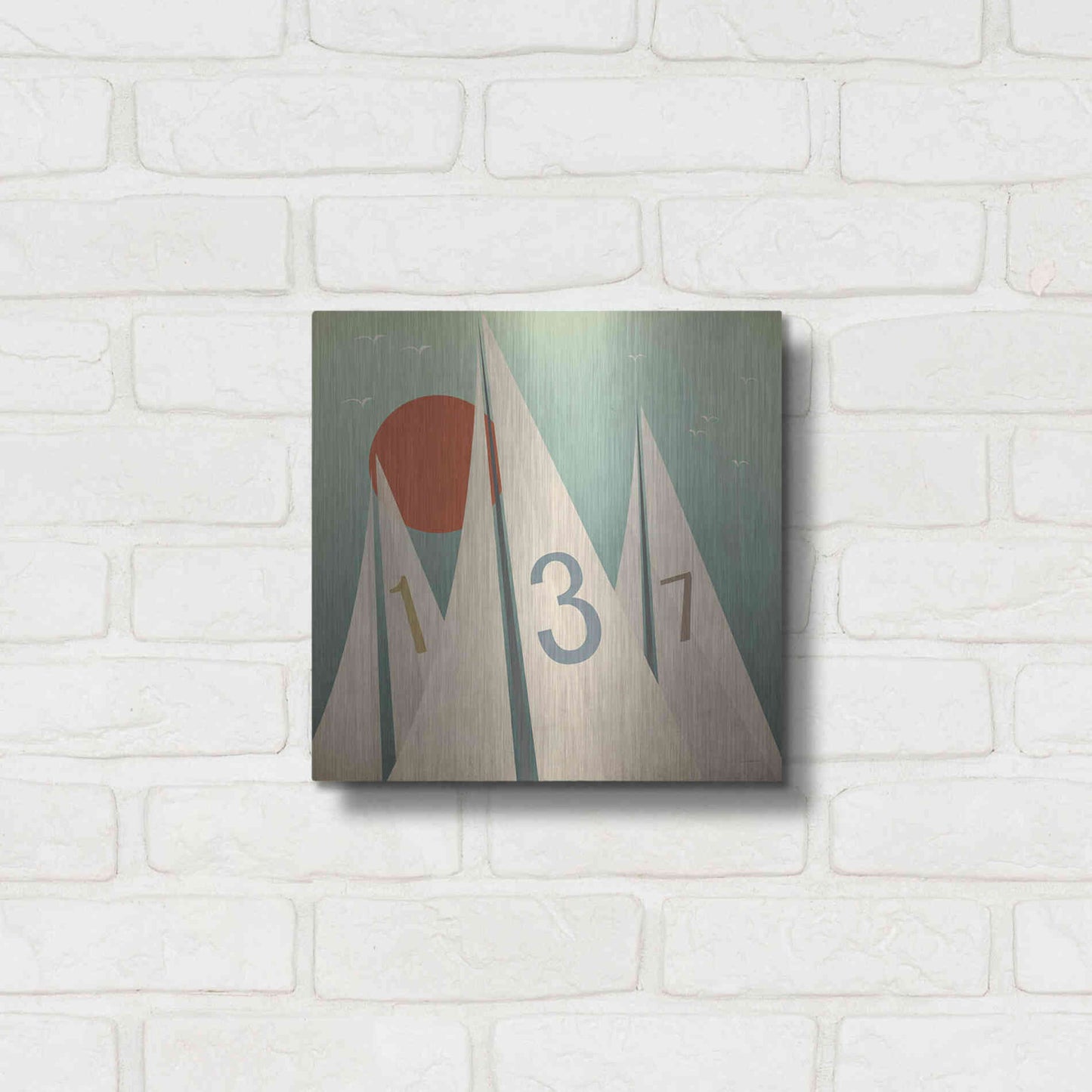 Luxe Metal Art 'Sails VII With Sun' by Ryan Fowler, Metal Wall Art,12x12