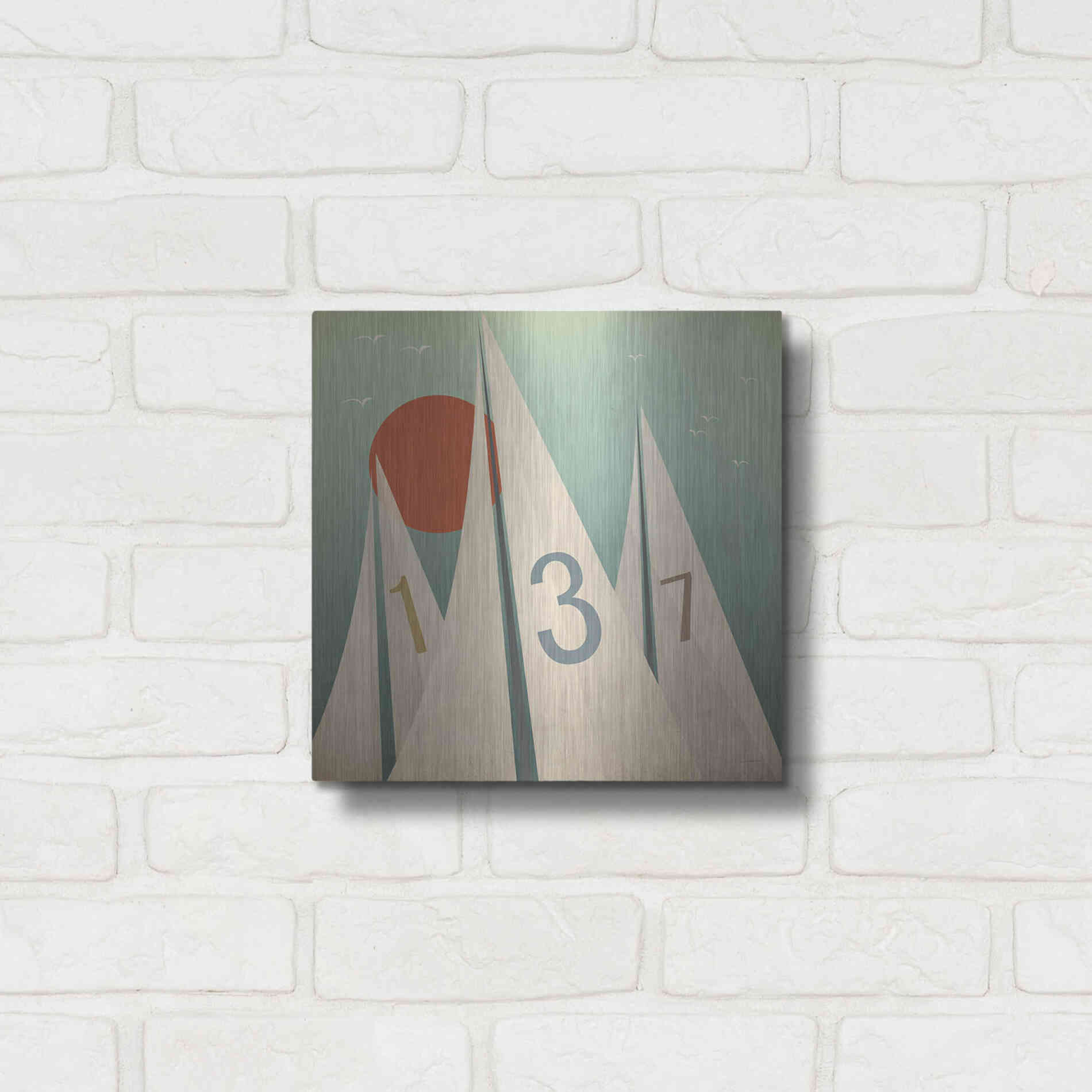 Luxe Metal Art 'Sails VII With Sun' by Ryan Fowler, Metal Wall Art,12x12