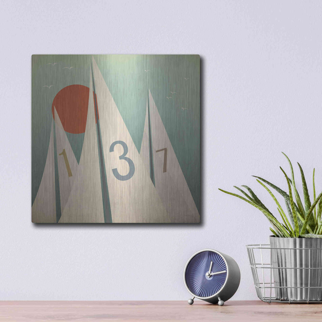Luxe Metal Art 'Sails VII With Sun' by Ryan Fowler, Metal Wall Art,12x12