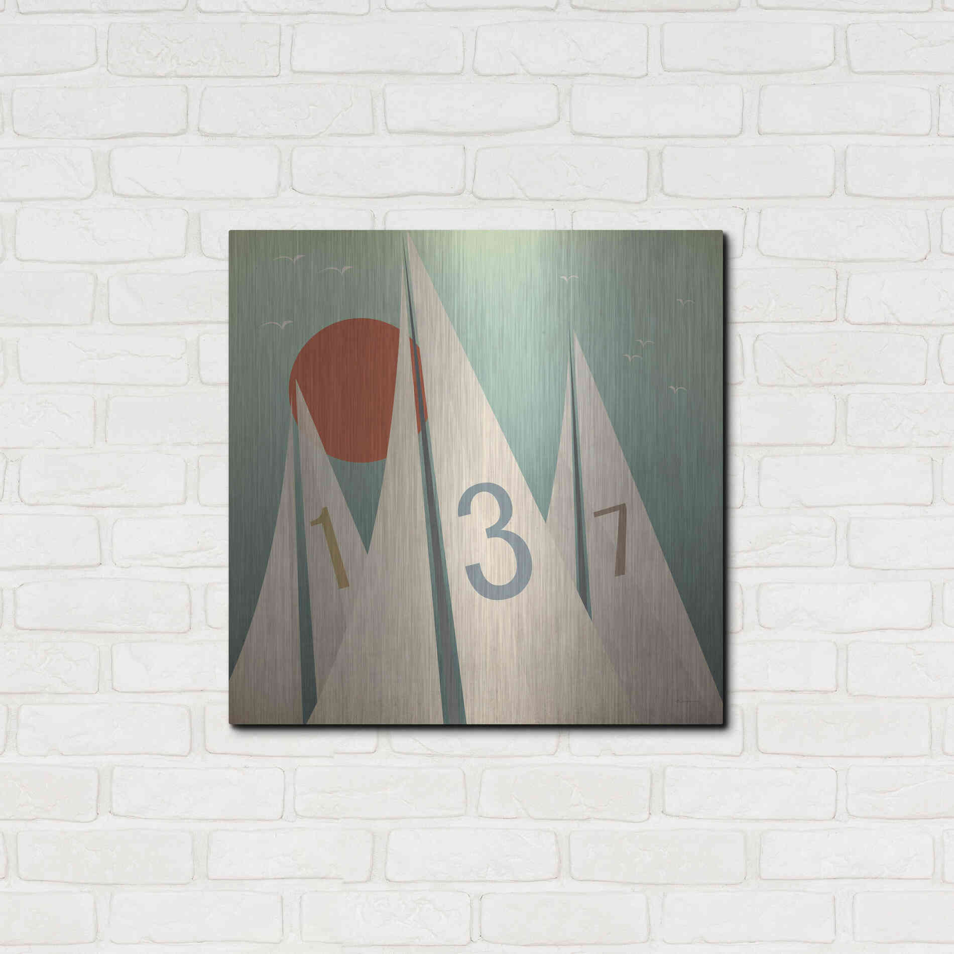 Luxe Metal Art 'Sails VII With Sun' by Ryan Fowler, Metal Wall Art,24x24