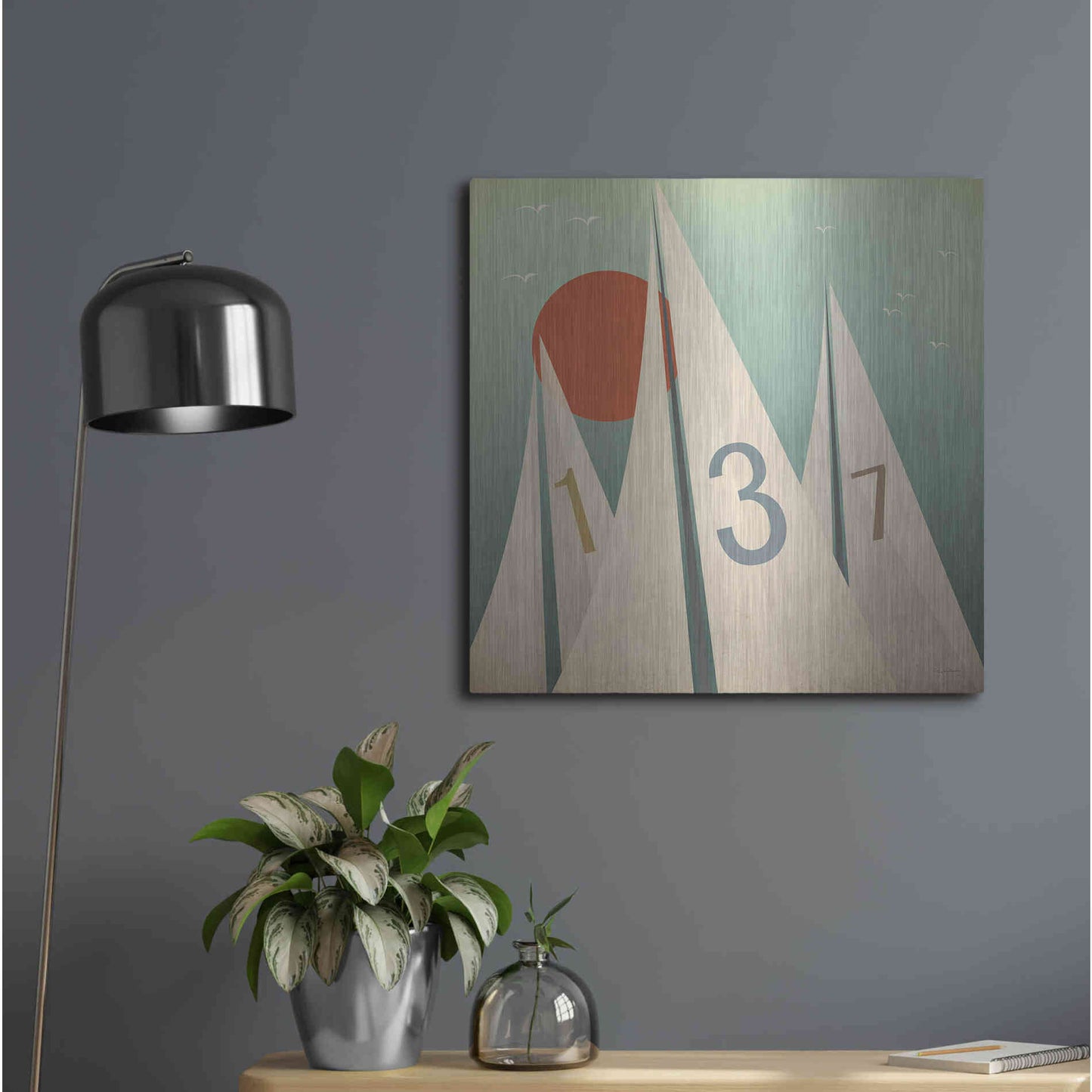 Luxe Metal Art 'Sails VII With Sun' by Ryan Fowler, Metal Wall Art,24x24