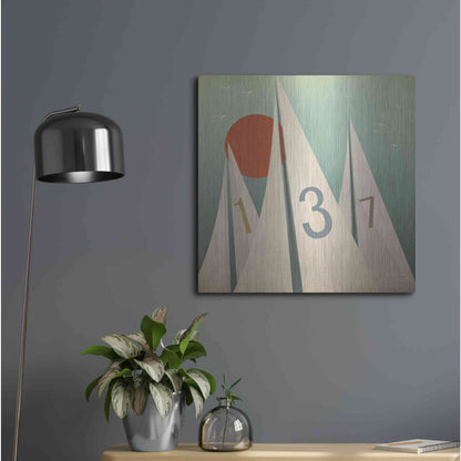 Luxe Metal Art 'Sails VII With Sun' by Ryan Fowler, Metal Wall Art,24x24