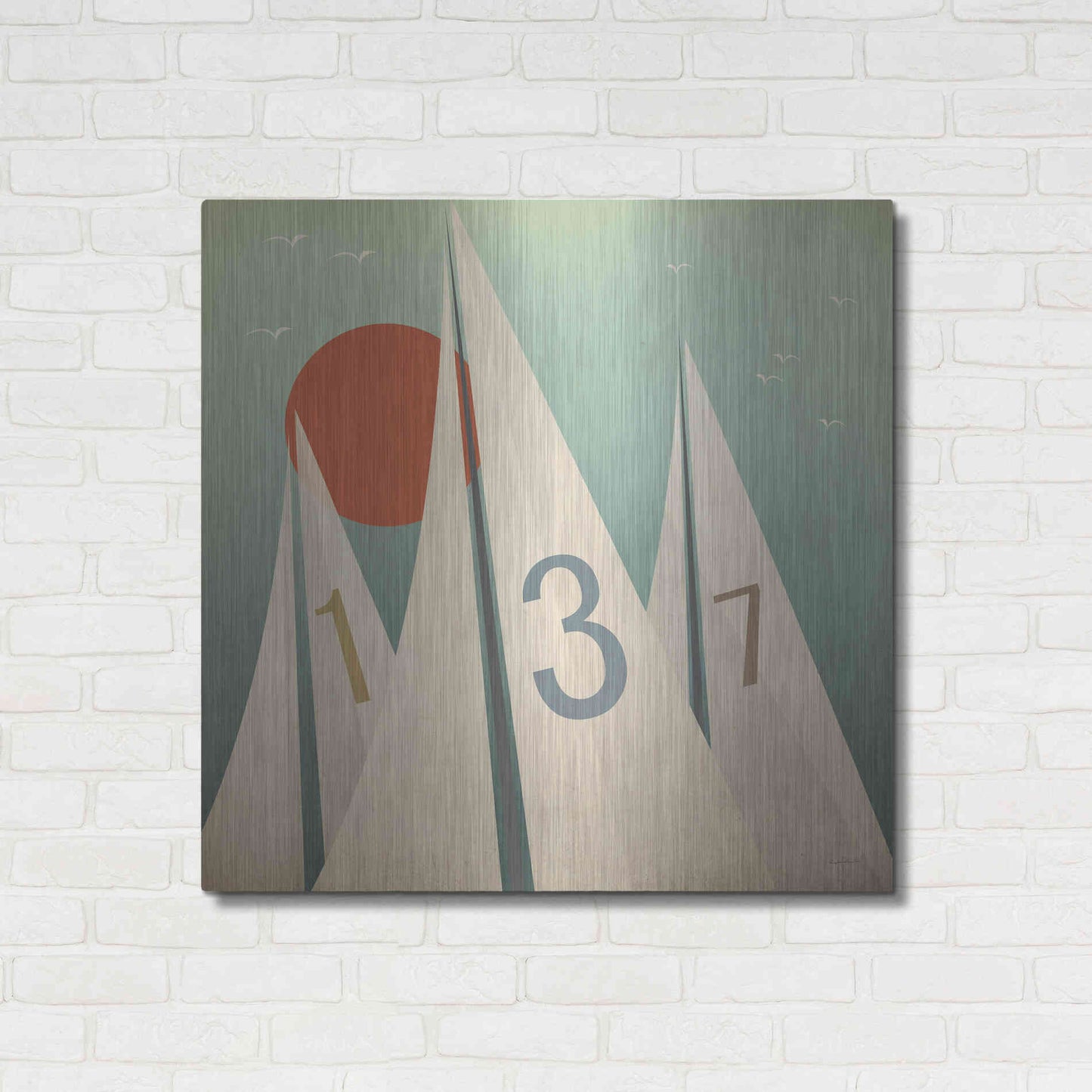 Luxe Metal Art 'Sails VII With Sun' by Ryan Fowler, Metal Wall Art,36x36