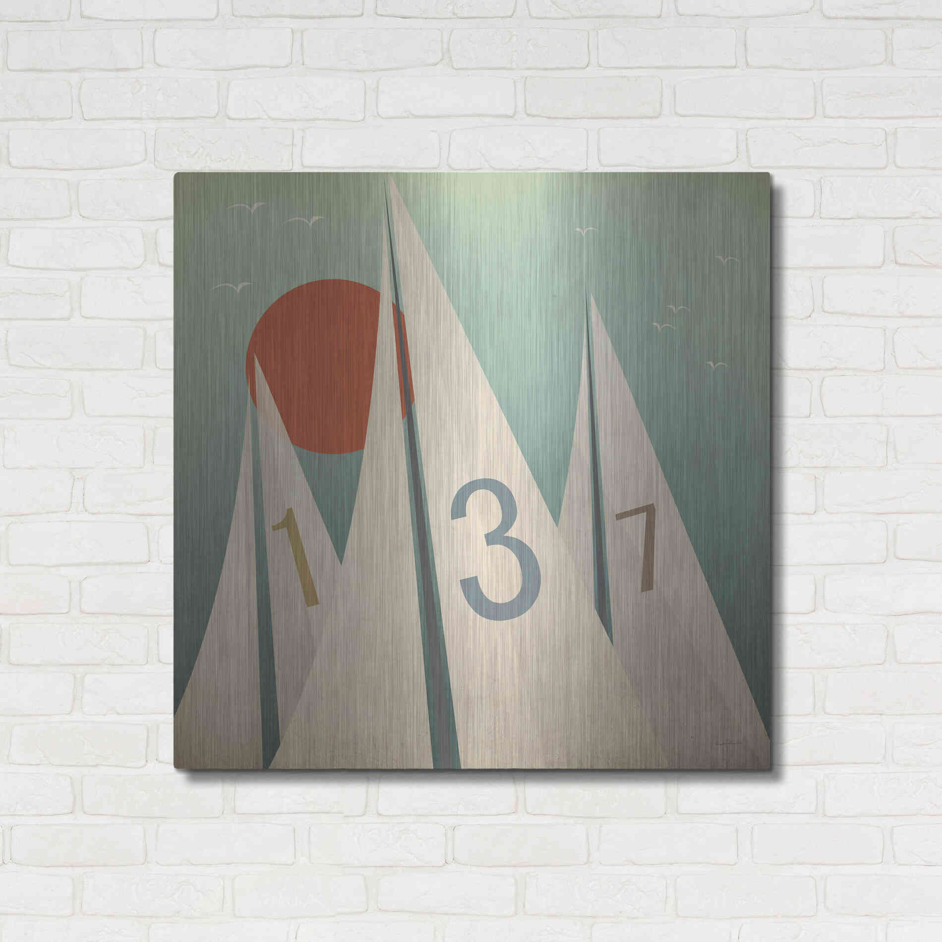 Luxe Metal Art 'Sails VII With Sun' by Ryan Fowler, Metal Wall Art,36x36