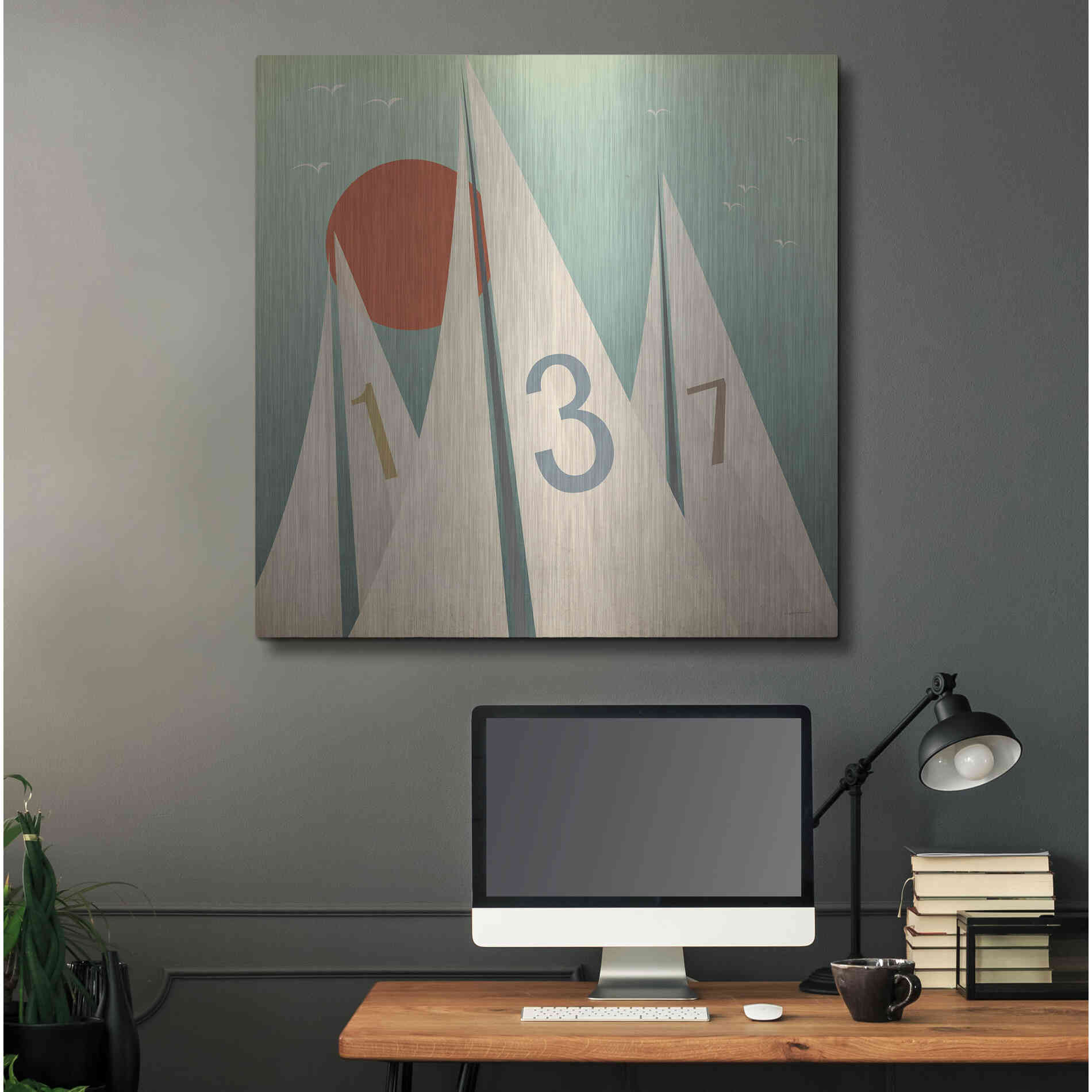 Luxe Metal Art 'Sails VII With Sun' by Ryan Fowler, Metal Wall Art,36x36