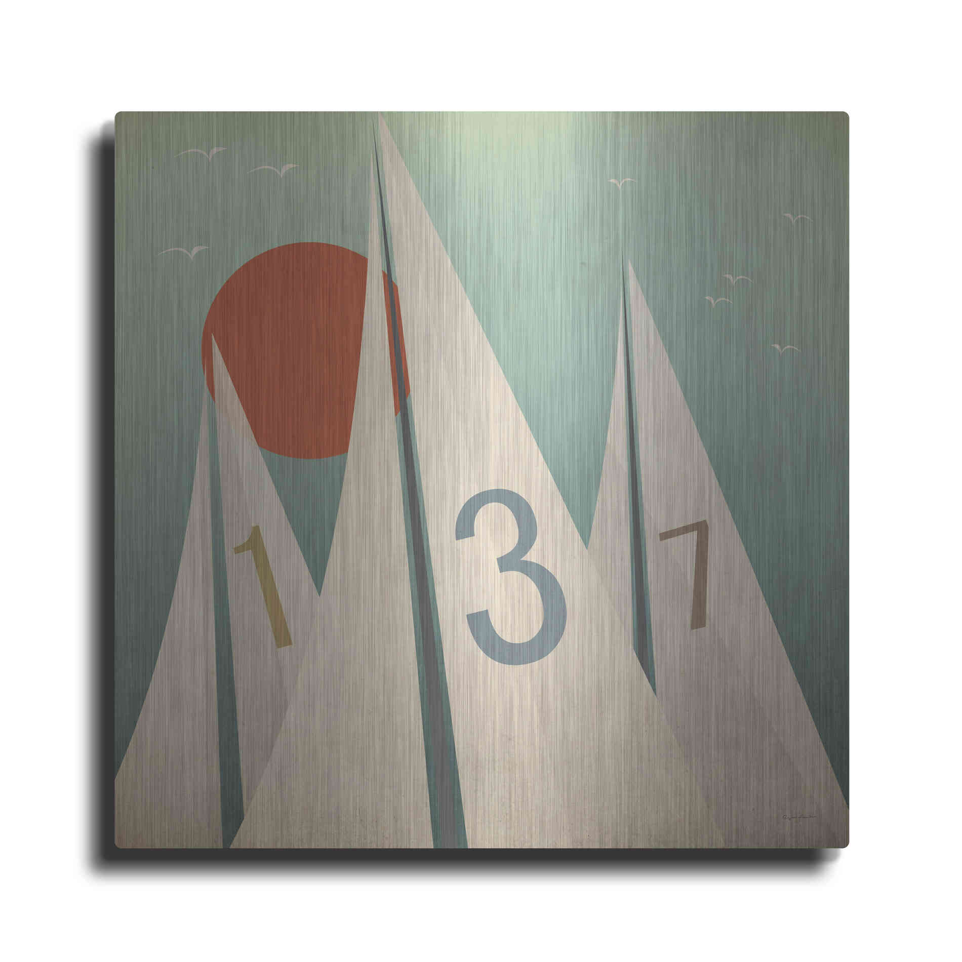 Luxe Metal Art 'Sails VII With Sun' by Ryan Fowler, Metal Wall Art