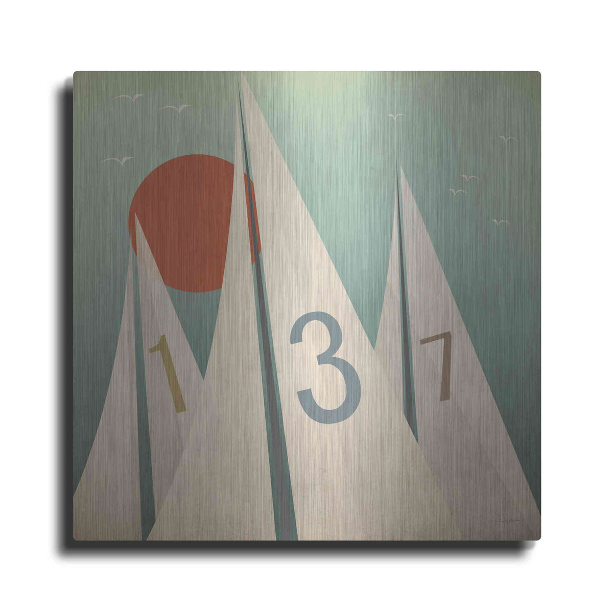 Luxe Metal Art 'Sails VII With Sun' by Ryan Fowler, Metal Wall Art