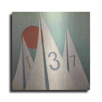 Luxe Metal Art 'Sails VII With Sun' by Ryan Fowler, Metal Wall Art