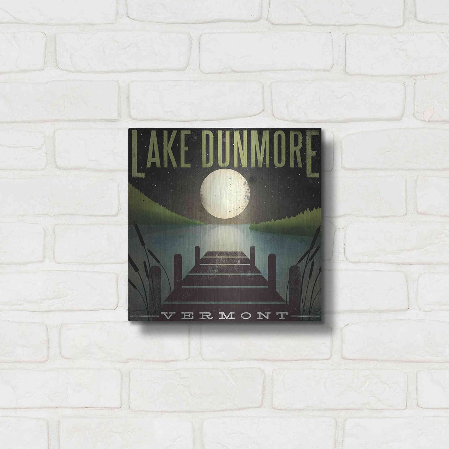 Luxe Metal Art 'Lake Dunmore Dock' by Ryan Fowler, Metal Wall Art,12x12