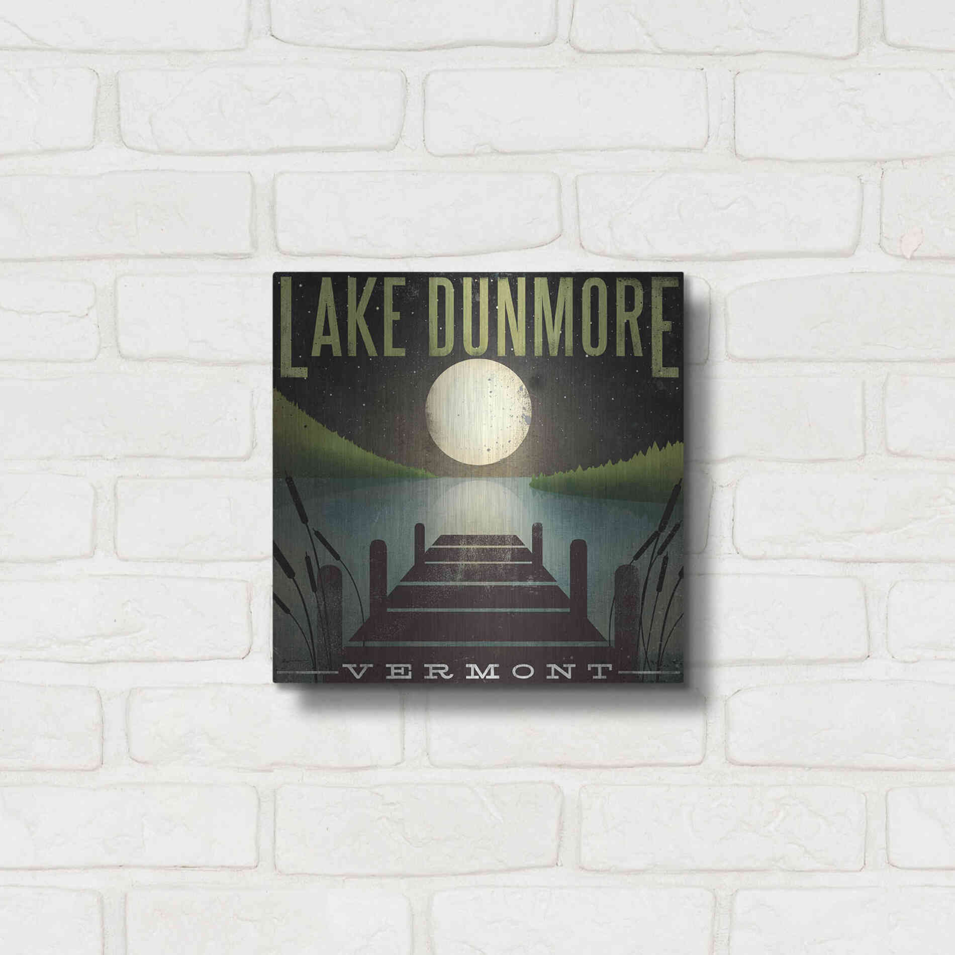 Luxe Metal Art 'Lake Dunmore Dock' by Ryan Fowler, Metal Wall Art,12x12